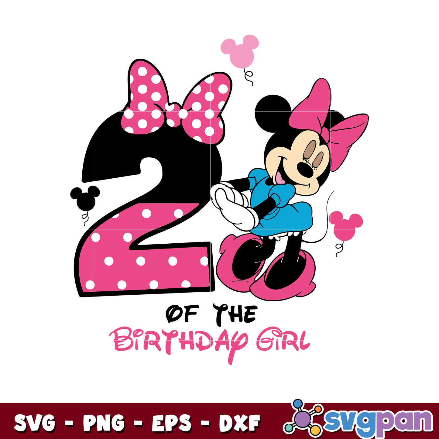 Minnie mouse 2 of the birthday girl svg, minnie mouse svg