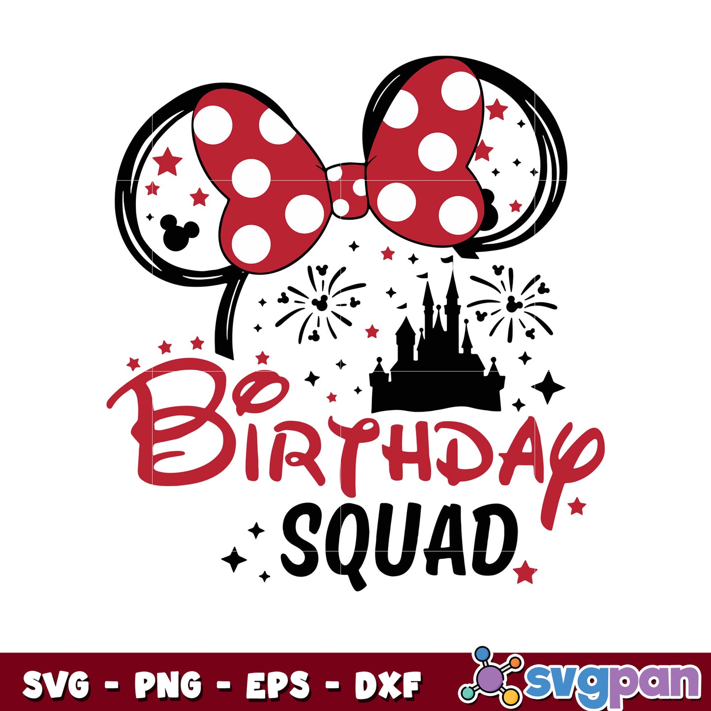 Minnie mouse disney birthday squad svg, minnie mouse ears svg