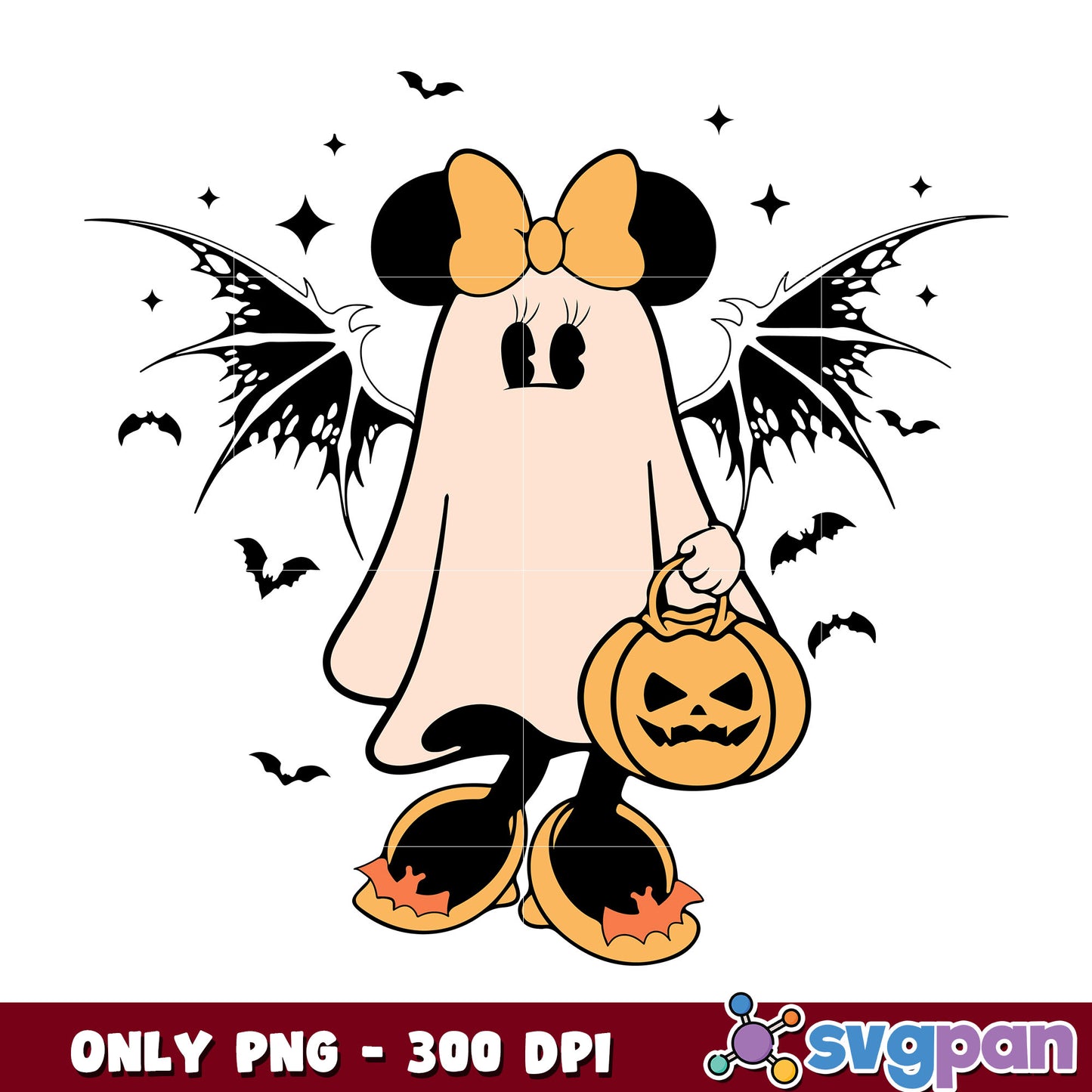 Minnie mouse ghost halloween disney png, minnie halloween png