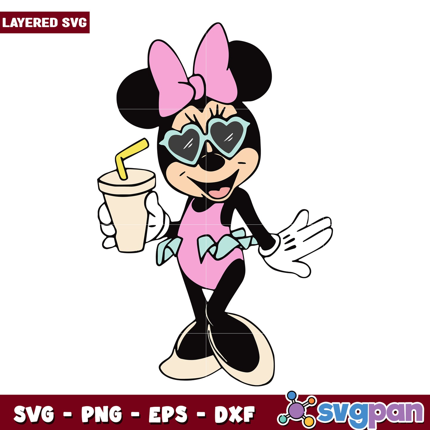 Minnie mouse in the beach svg, disney characters svg, summer vibes svg