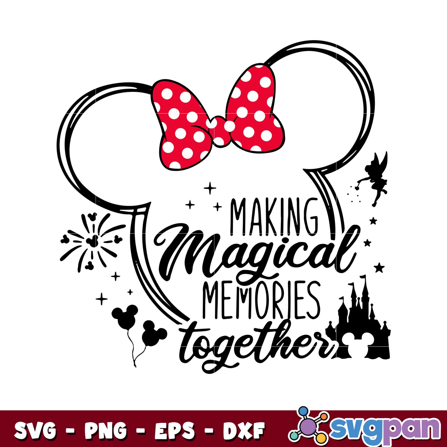 Minnie mouse making disney memories design svg, minnie ears svg