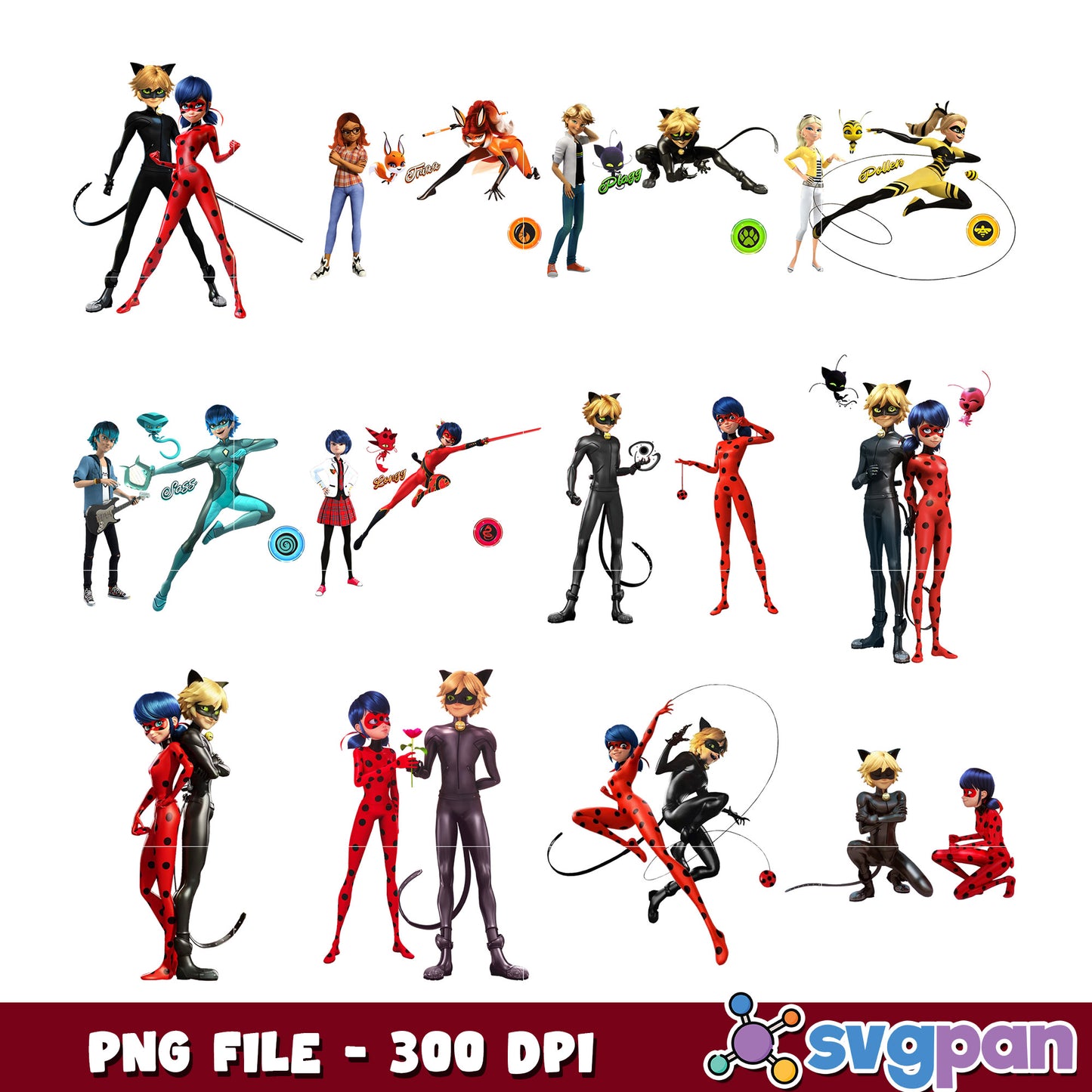 Miraculous Ladybug Character Bundle PNG Files