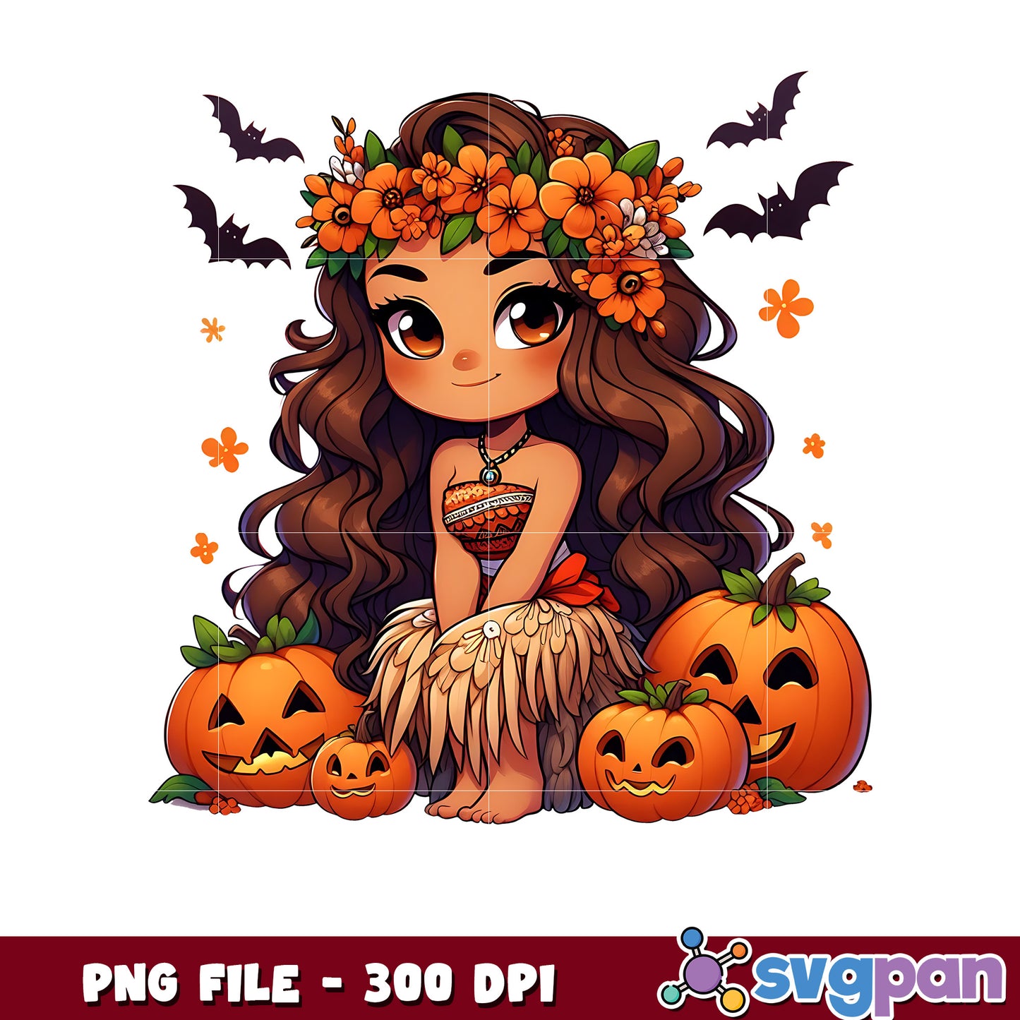 Moana halloween png, spooky season png, halloween cartoons png