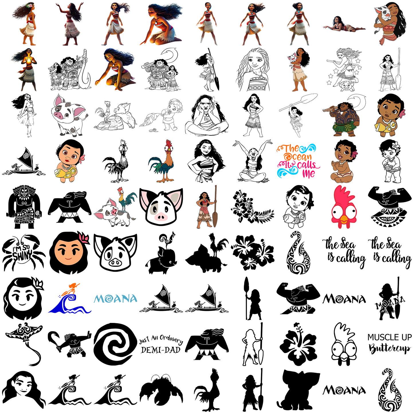 Moana svg bundle, moana 2 svg, moana live action svg
