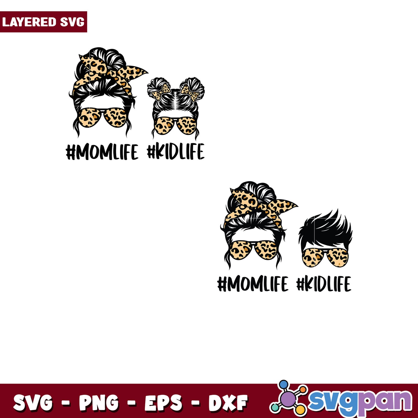 Mom & Kid Leopard SVG Bundle
