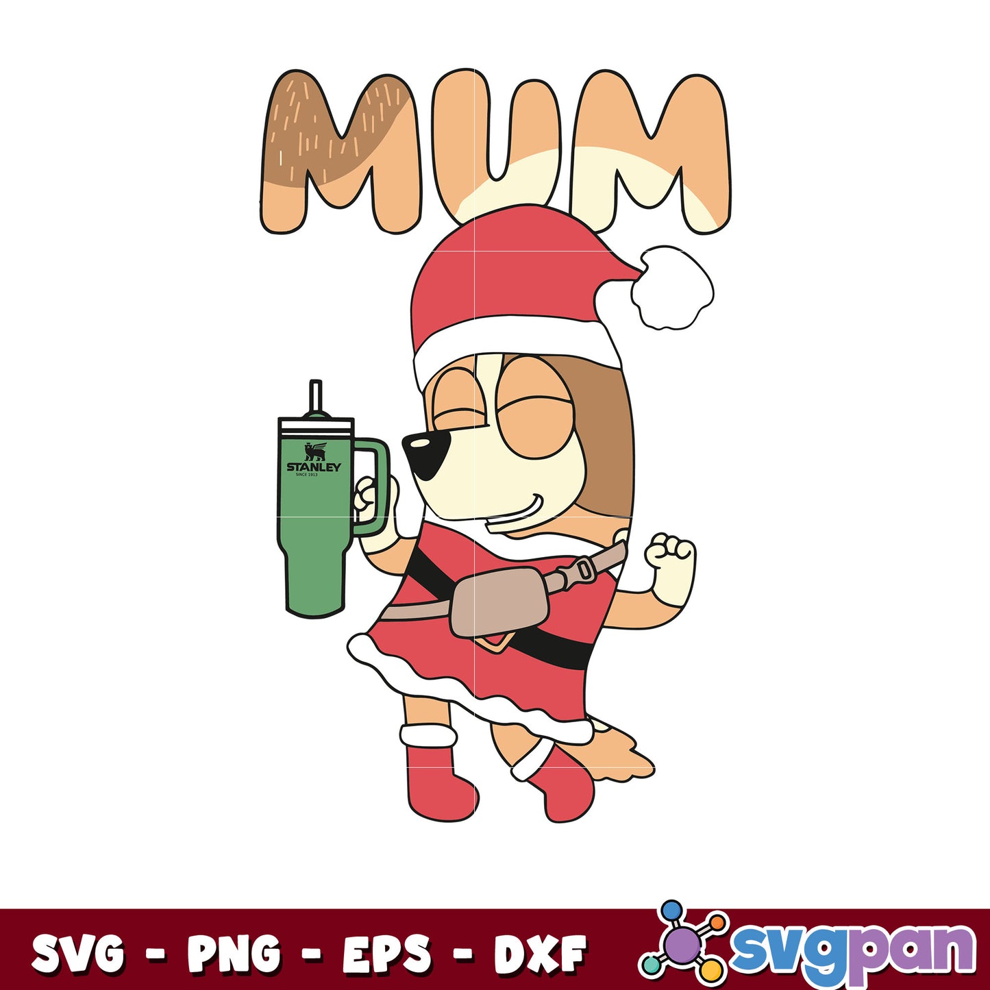 Mom bluey christmas stanley tumbler design svg, bluey christmas svg