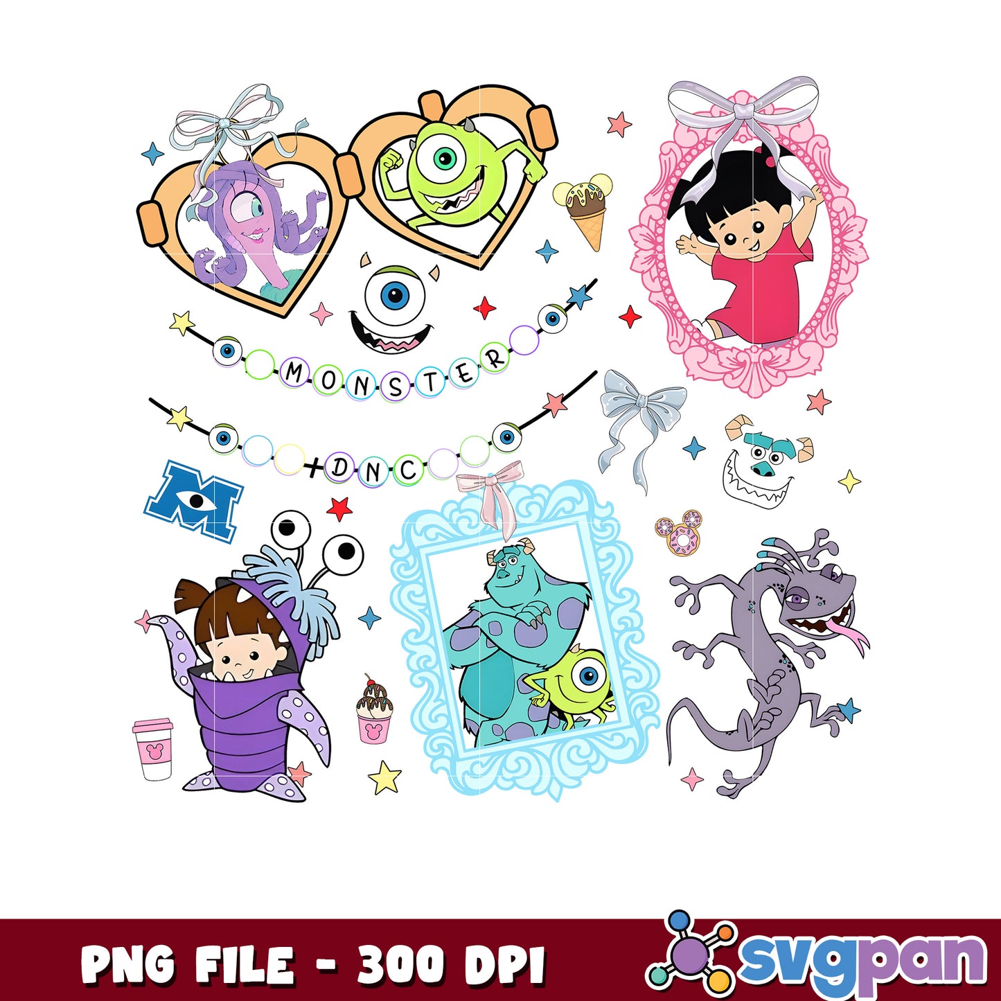 Monster inc photo frame png, disney characters png, mike monster png