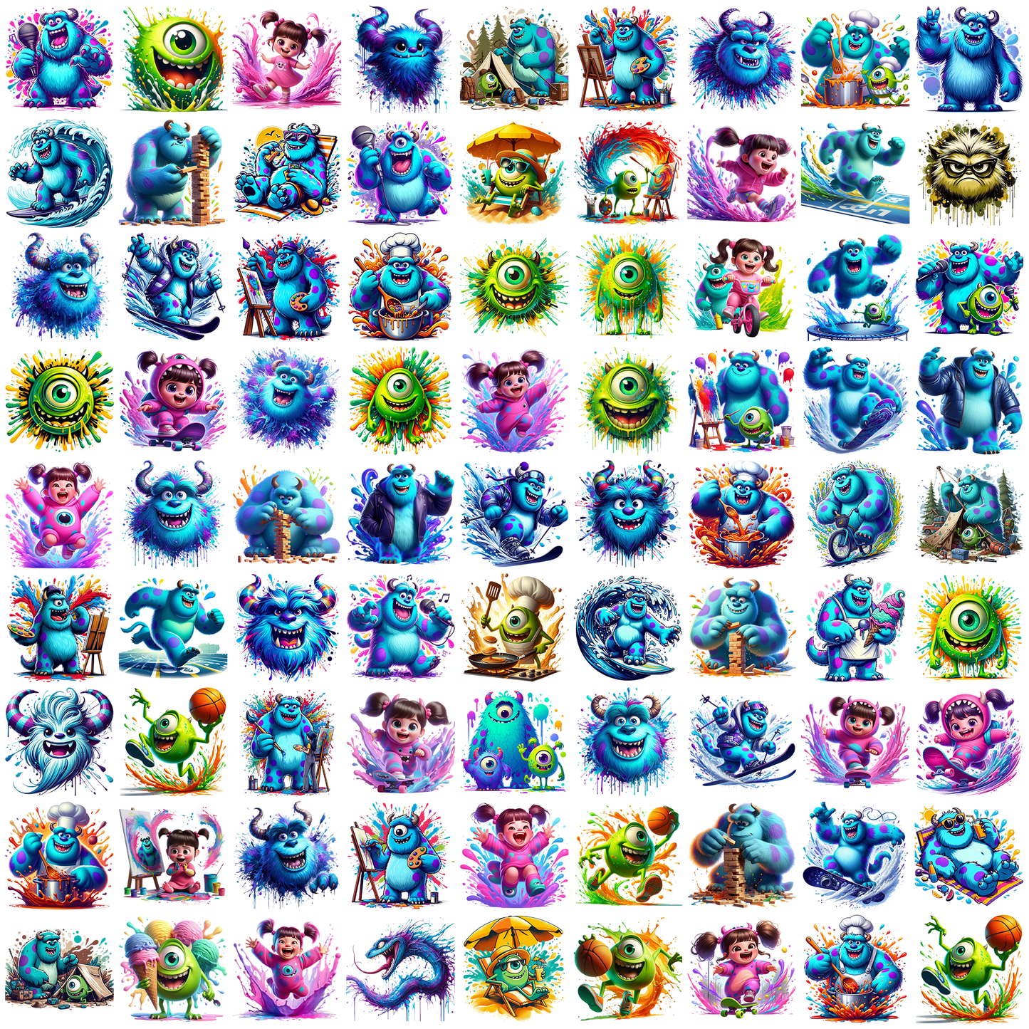 Monster png bundle, monsters inc png, disney characters png