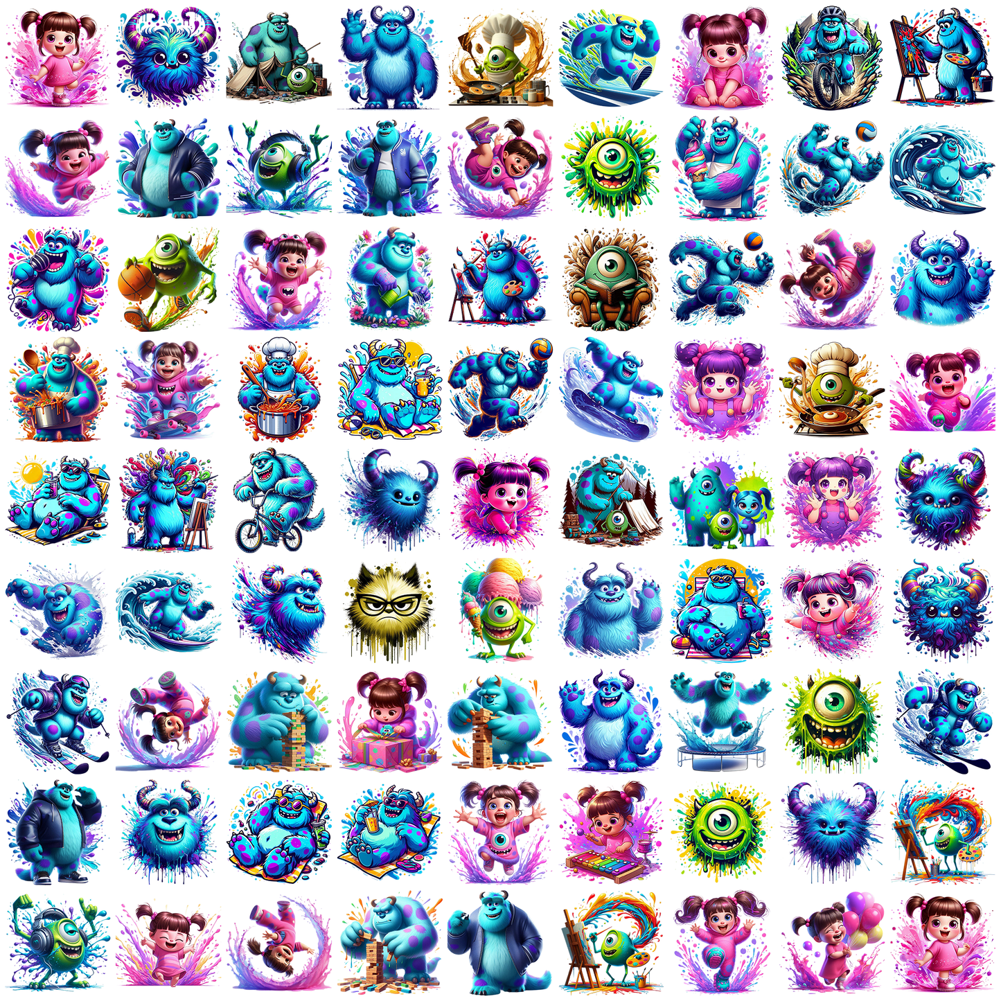 Monster png bundle, monsters inc png, disney characters png