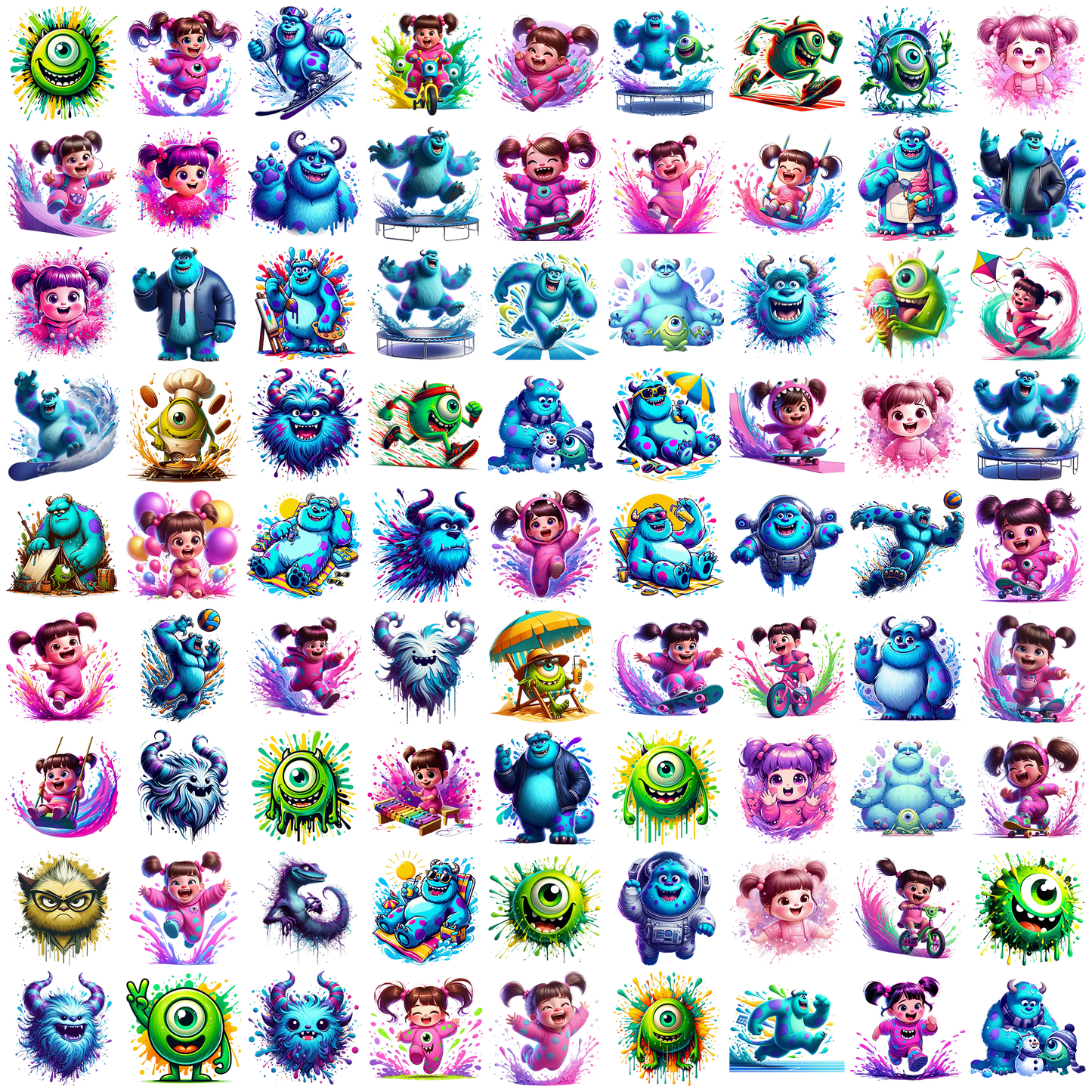 Monster png bundle, monsters inc png, disney characters png