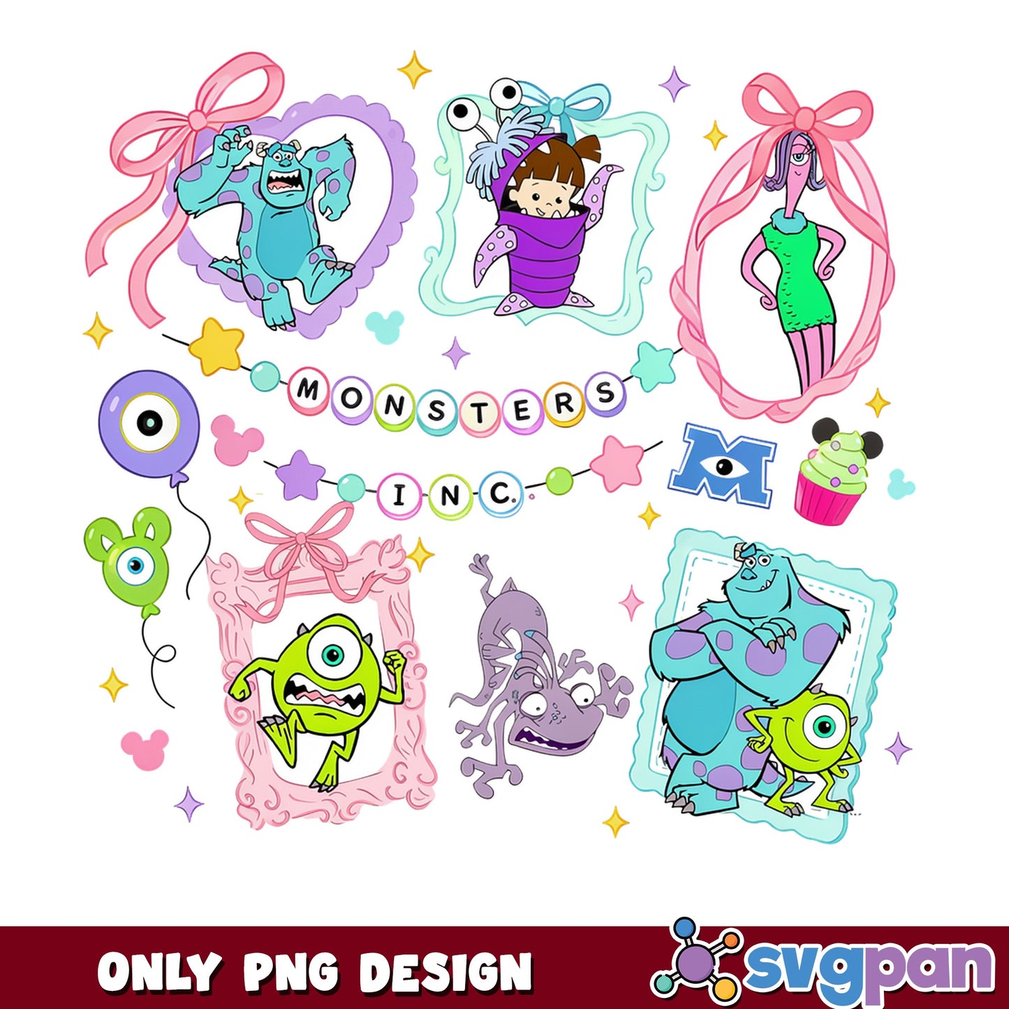 Monsters Inc PNG Bundle, Disney Pixar Characters PNG, Sulley Mike PNG