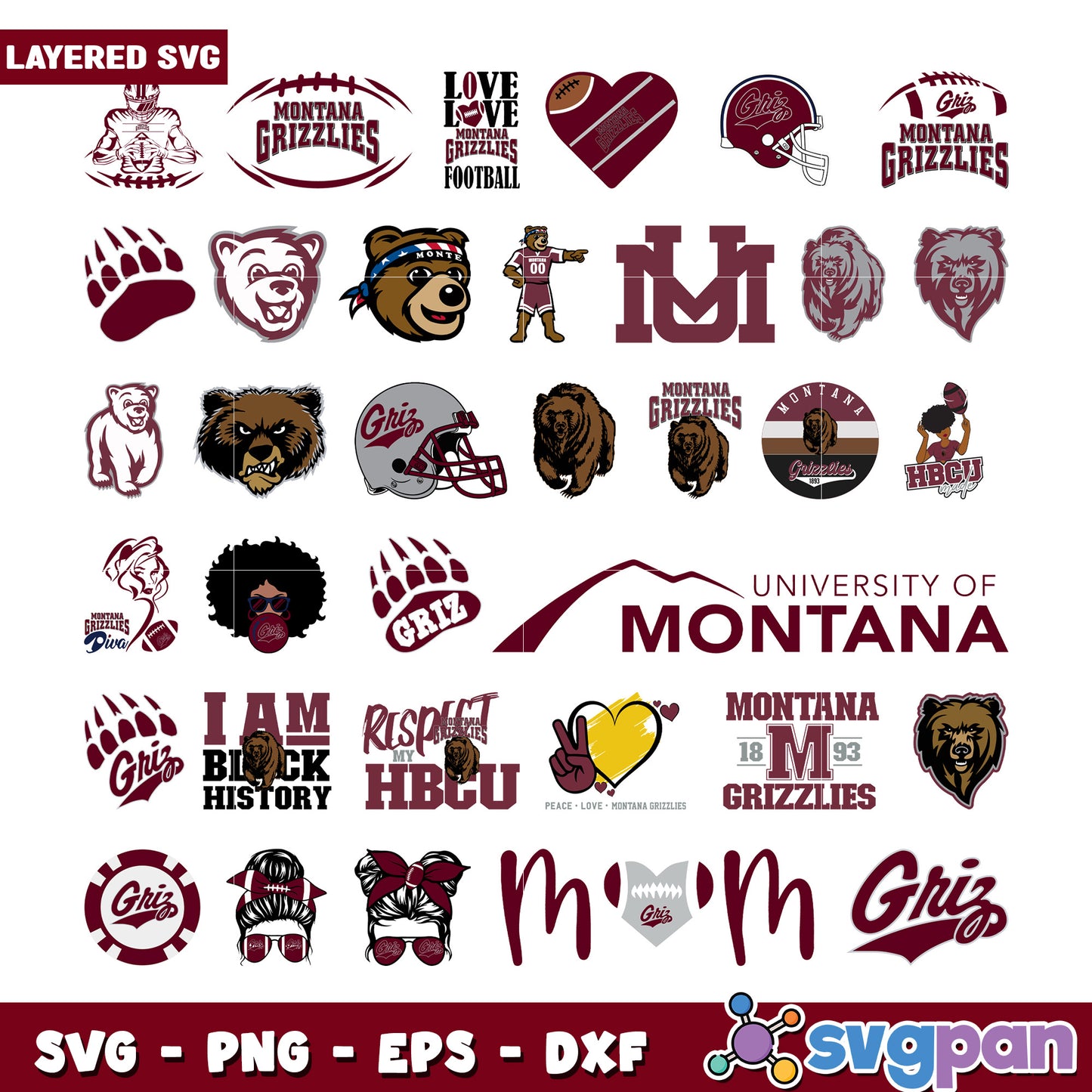 Montana Grizzlies Sports Bundle SVG Designs Set