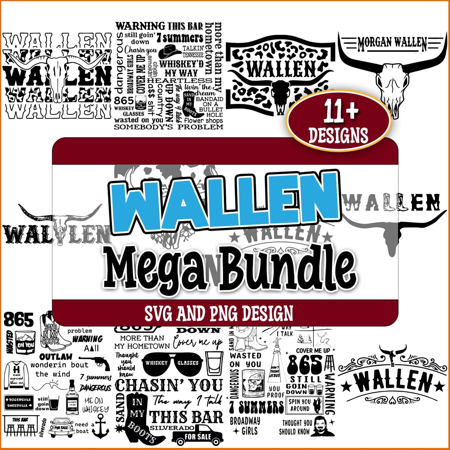 Morgan wallen skull design svg bundle