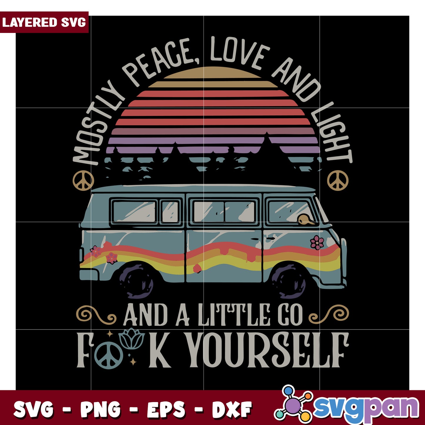 Mostly Peace Love and Light SVG Design, Perfect for Creative Projects