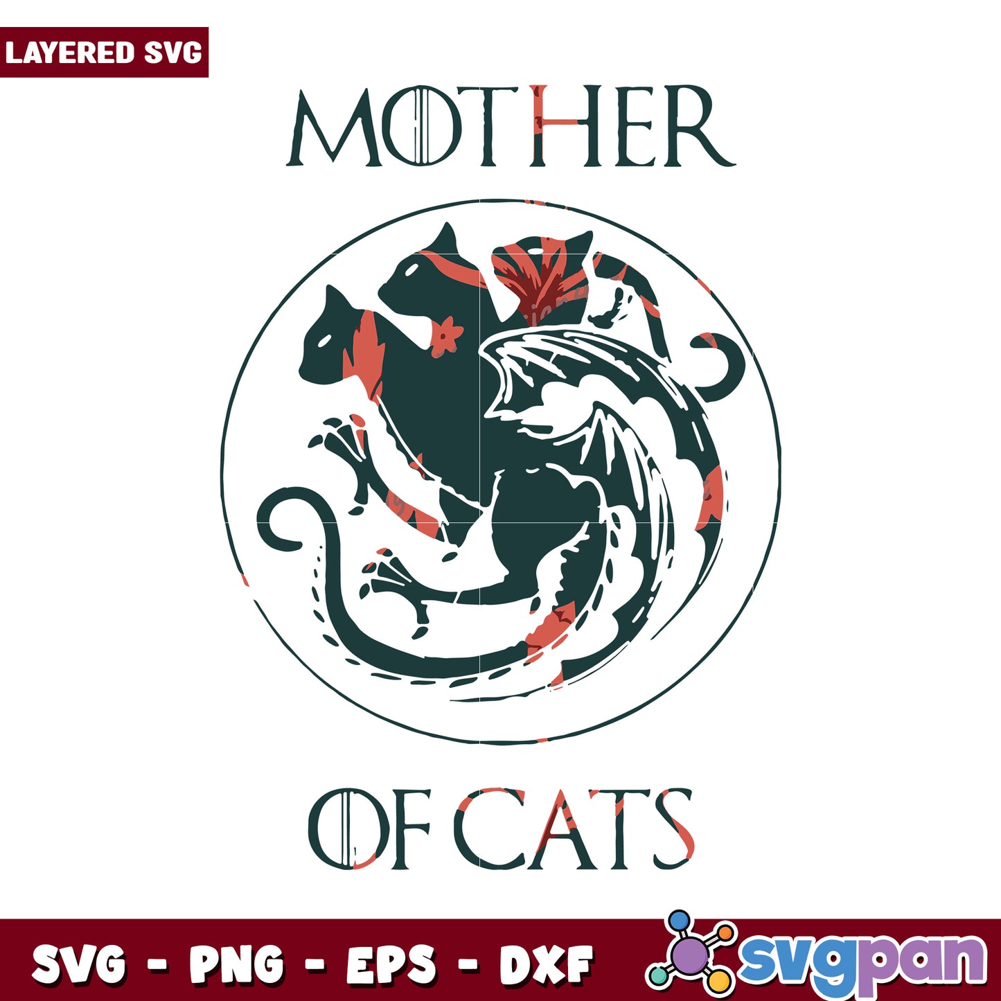 Mother of Cats SVG Design, perfect for cat lovers crafting projects