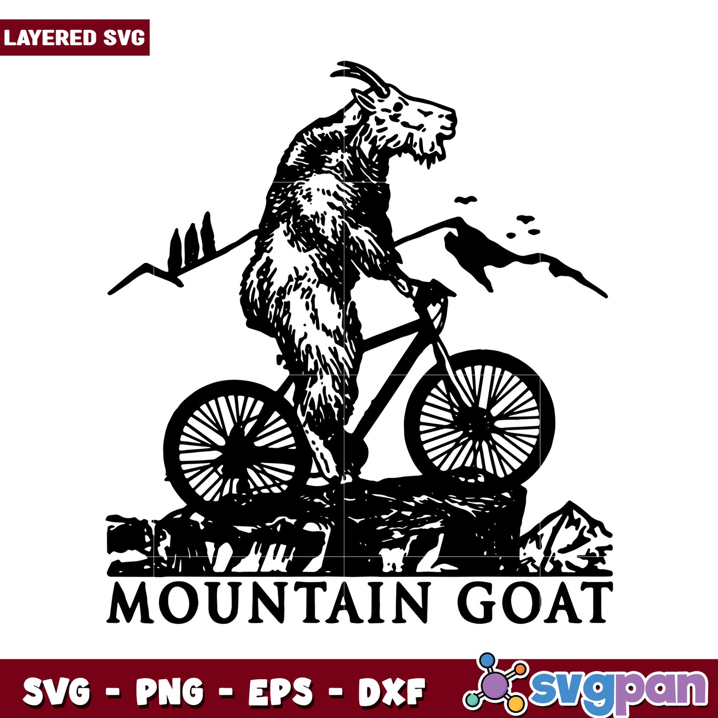 Mountain Goat Riding Bicycle SVG Design, Ideal for Creative Projects