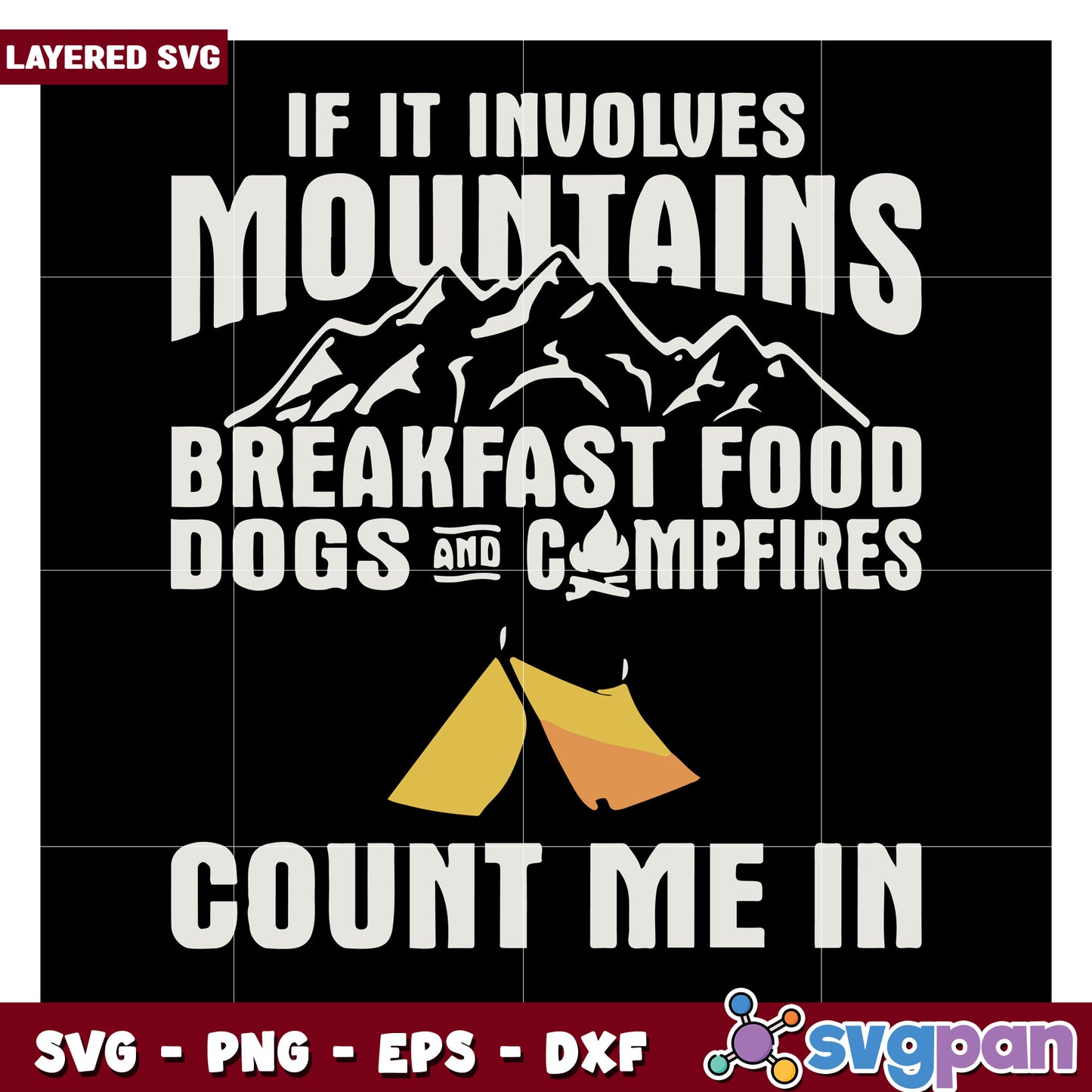 Mountains and Campfires SVG Design, Perfect for Outdoor Lovers