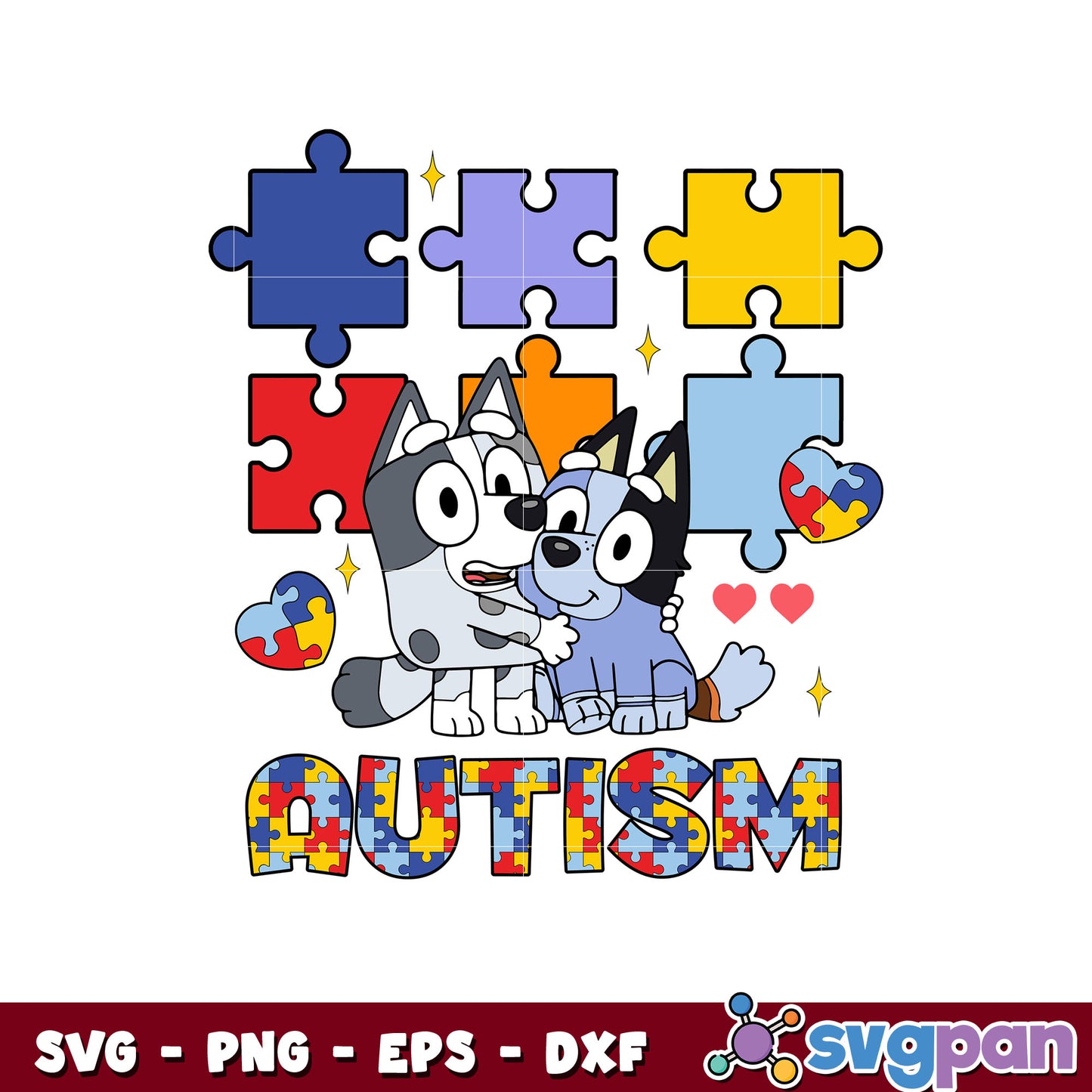 Muffin autism cartoon dog svg, bluey autism svg, bluey cartoon svg