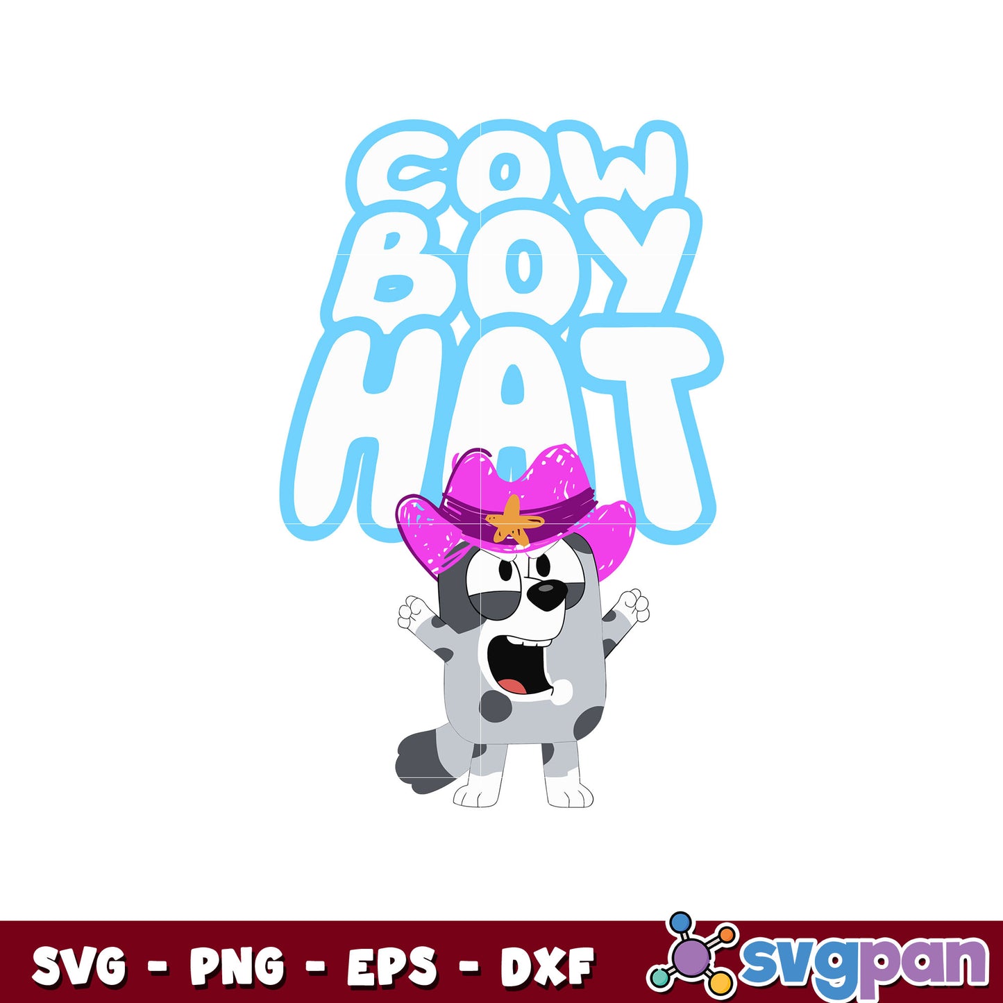 Muffin cowboy bluey dog hat svg, muffin hat svg, bluey cartoon svg