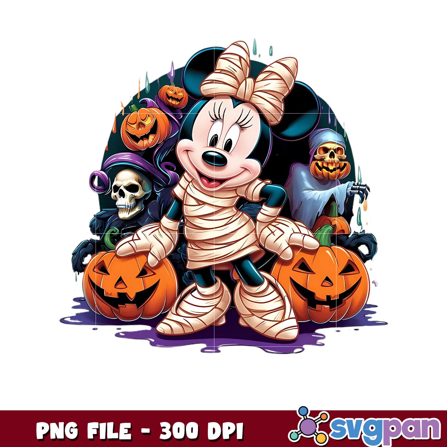Mummy cute minnie png, spooky autumn png, fall season png