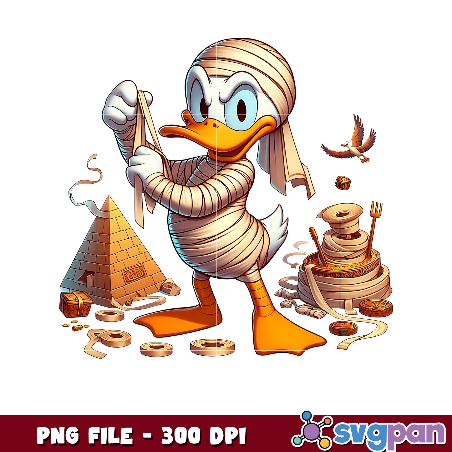 Mummy donald funny png, happy halloween png, halloween decor png