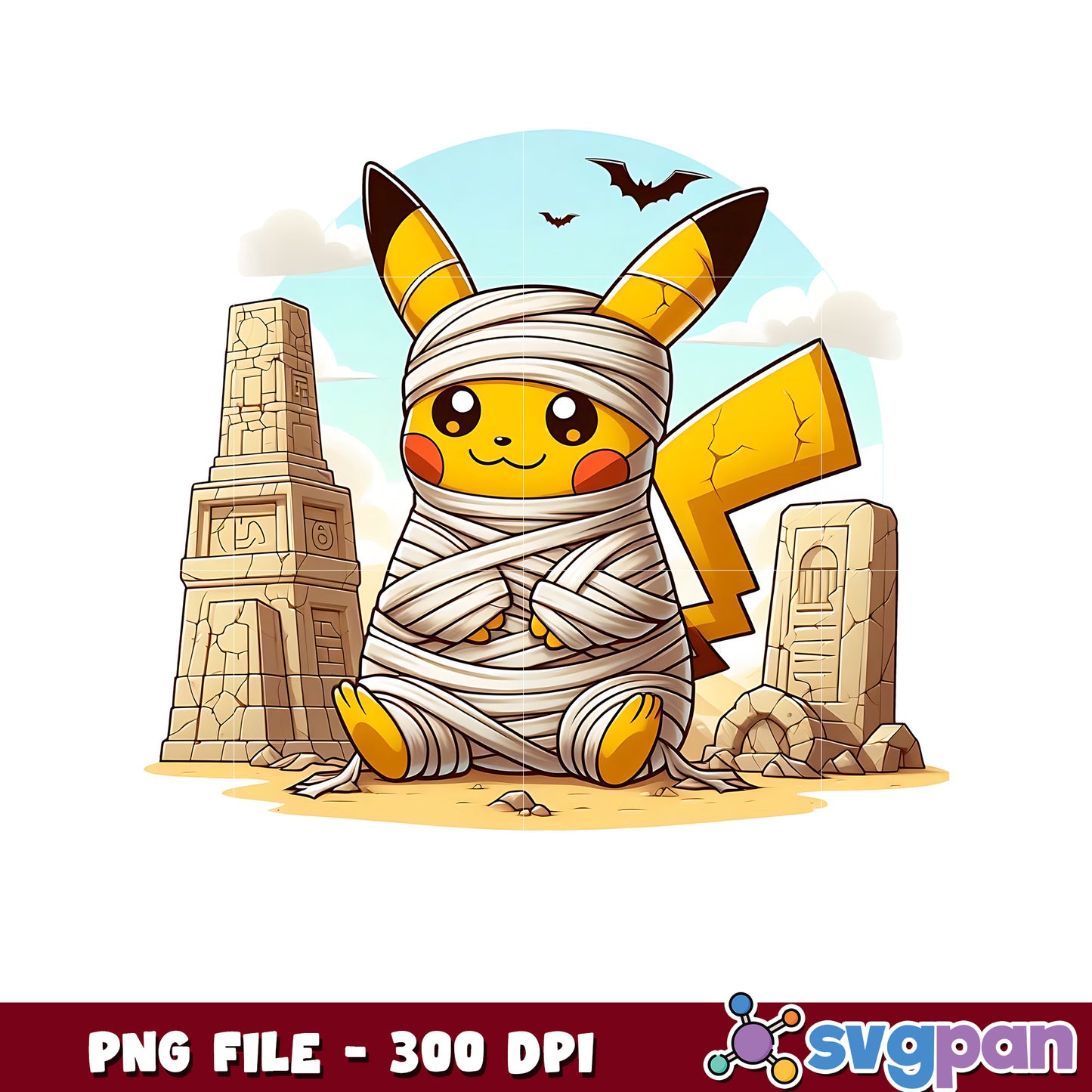 Mummy pikachu png, happy halloween png, halloween pokemon png