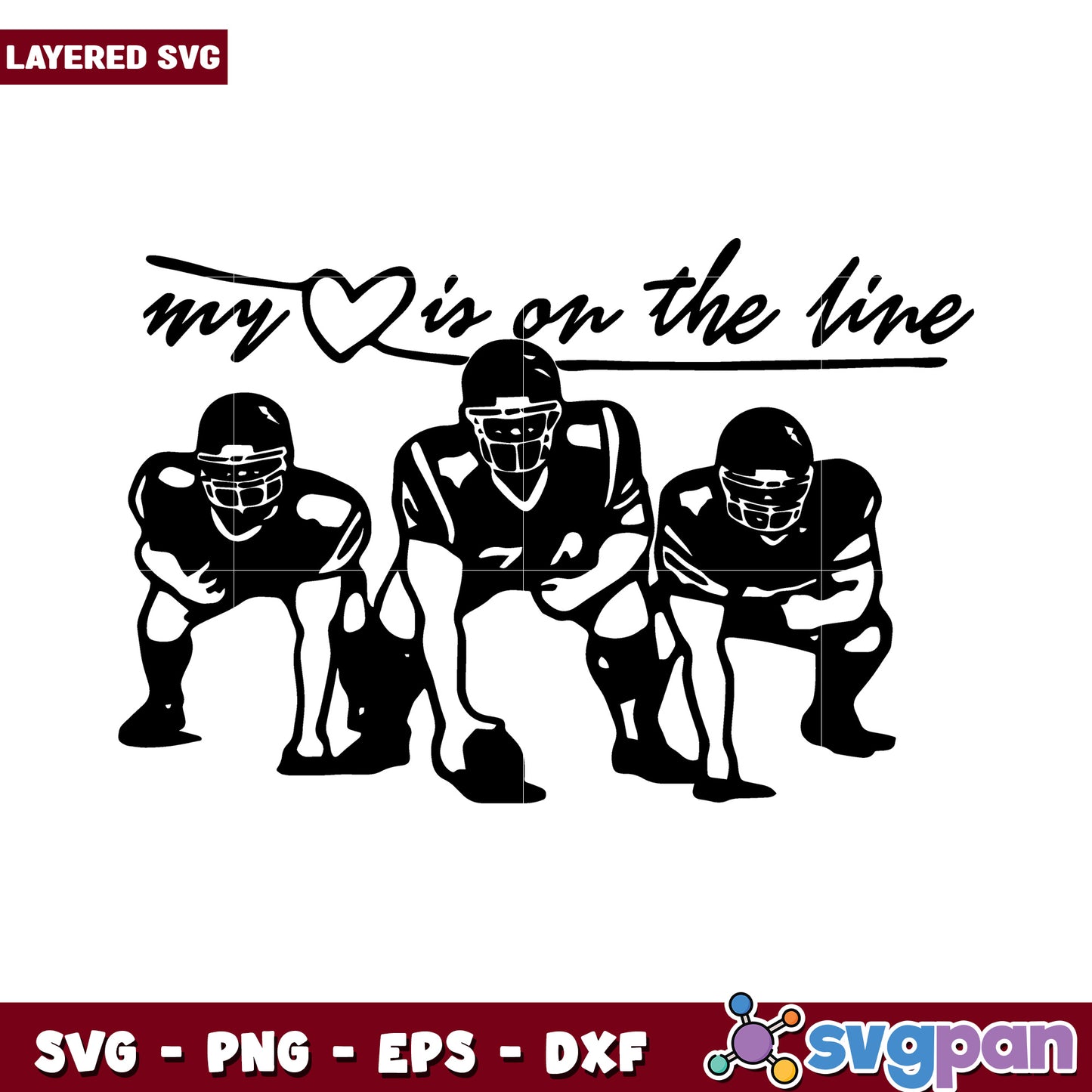 My Heart is on the Line SVG Digital Art for Football Lovers, Perfect for Crafts and Gifts
