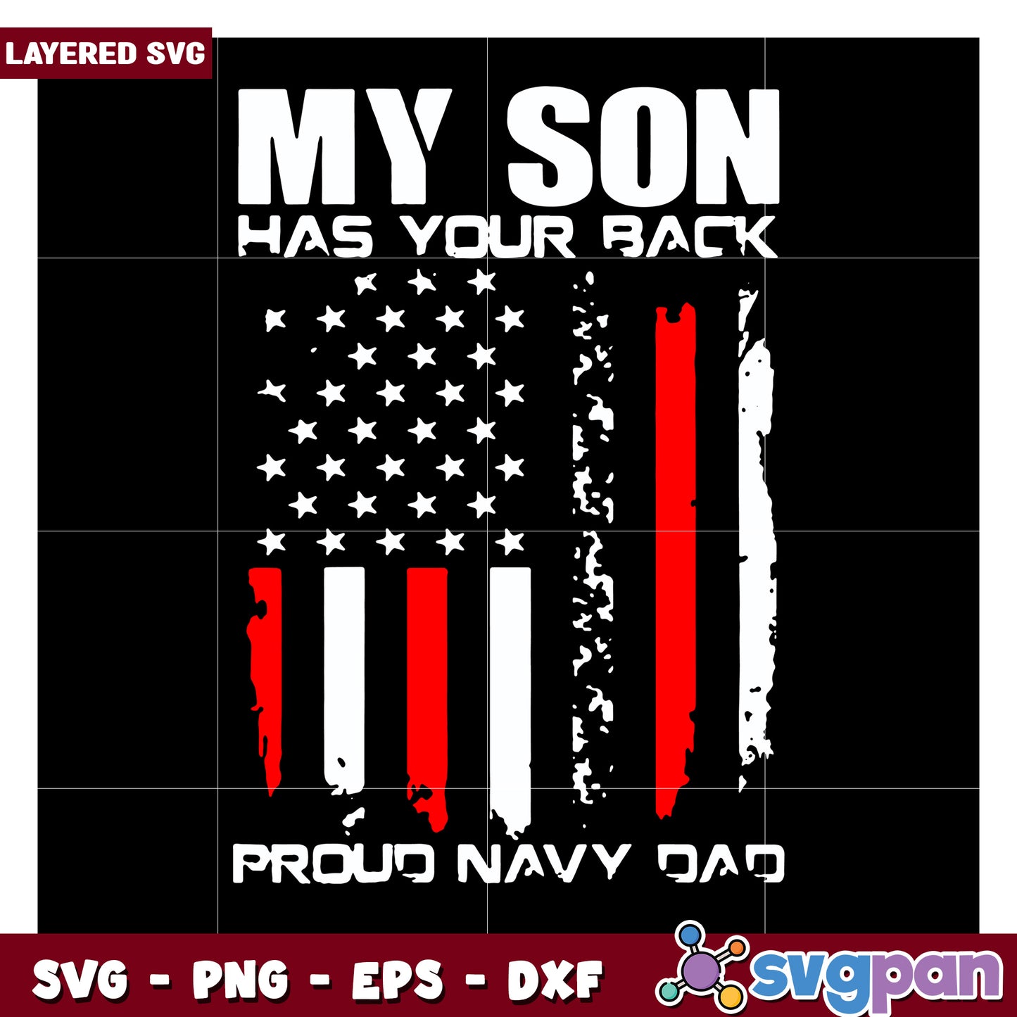 My Son Has Your Back Proud Navy Dad SVG Design for Men and Women