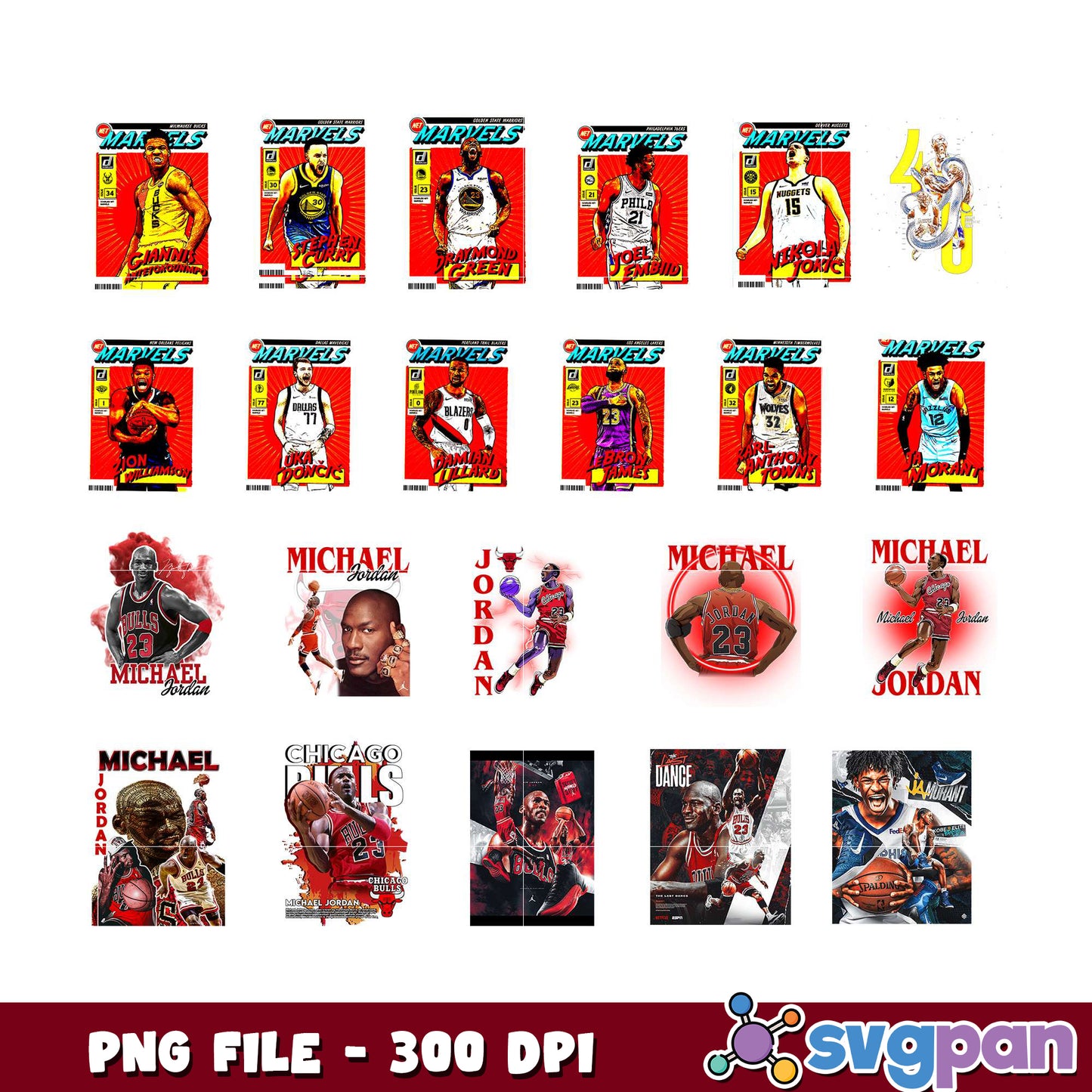 NBA Marvel Comics PNG Bundle 300 DPI