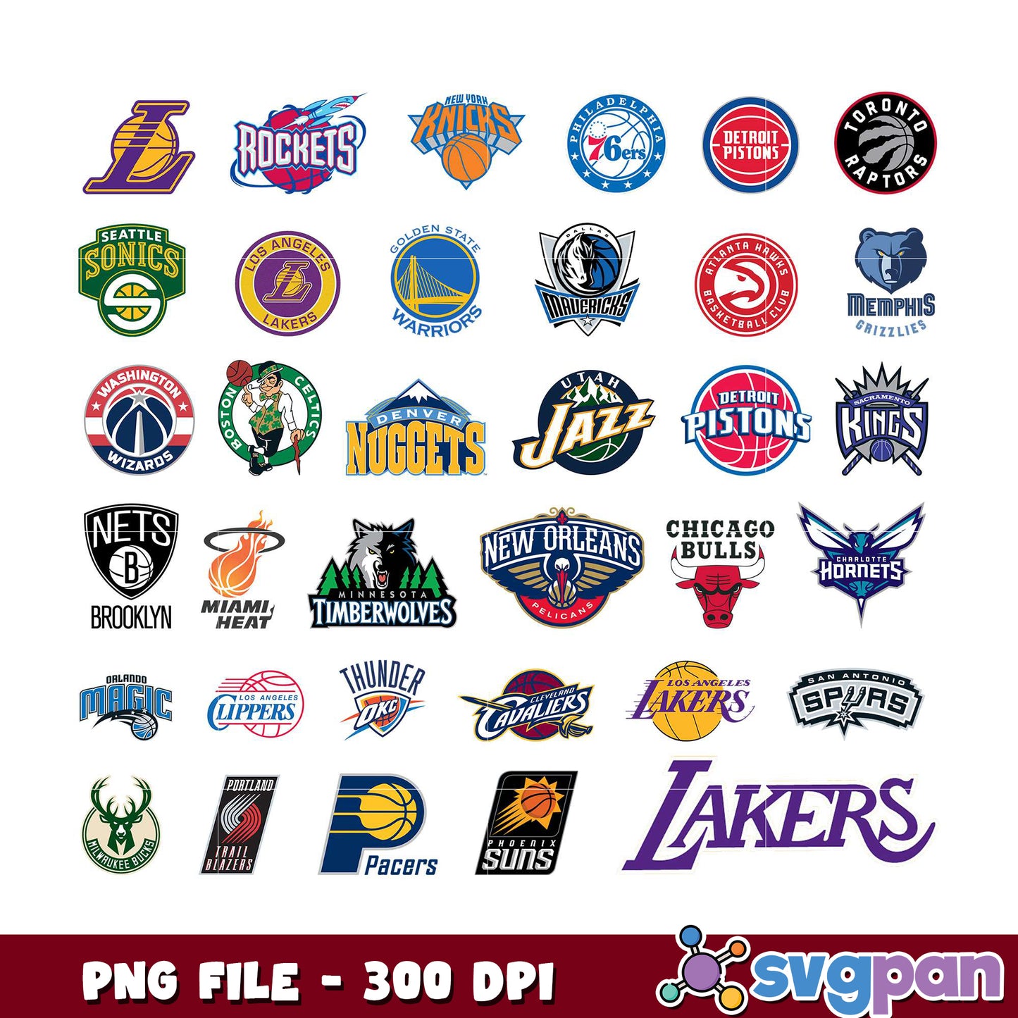 NBA Team Logos PNG Bundle 300 DPI
