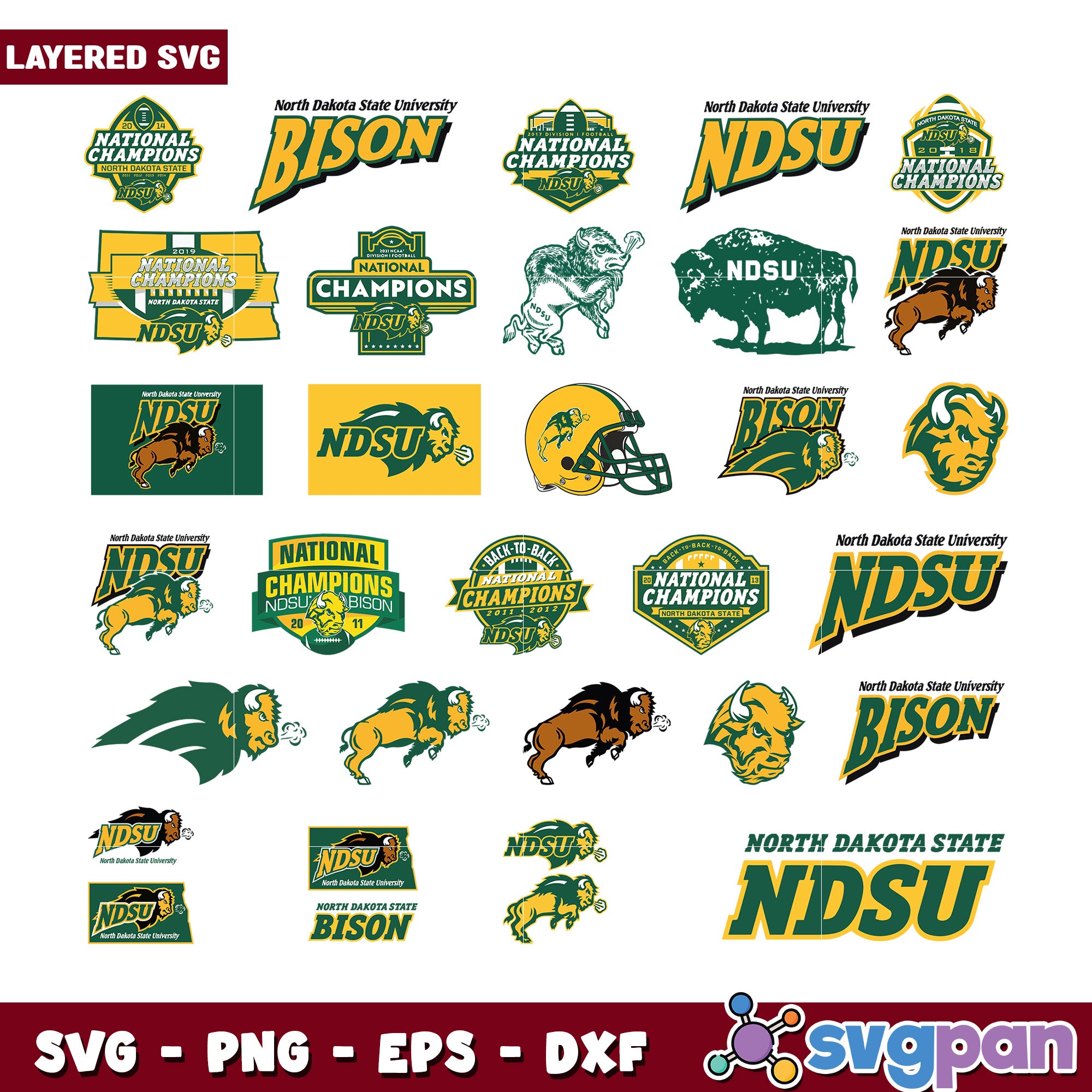NDSU Bison SVG Bundle Logos & Champs svgpan