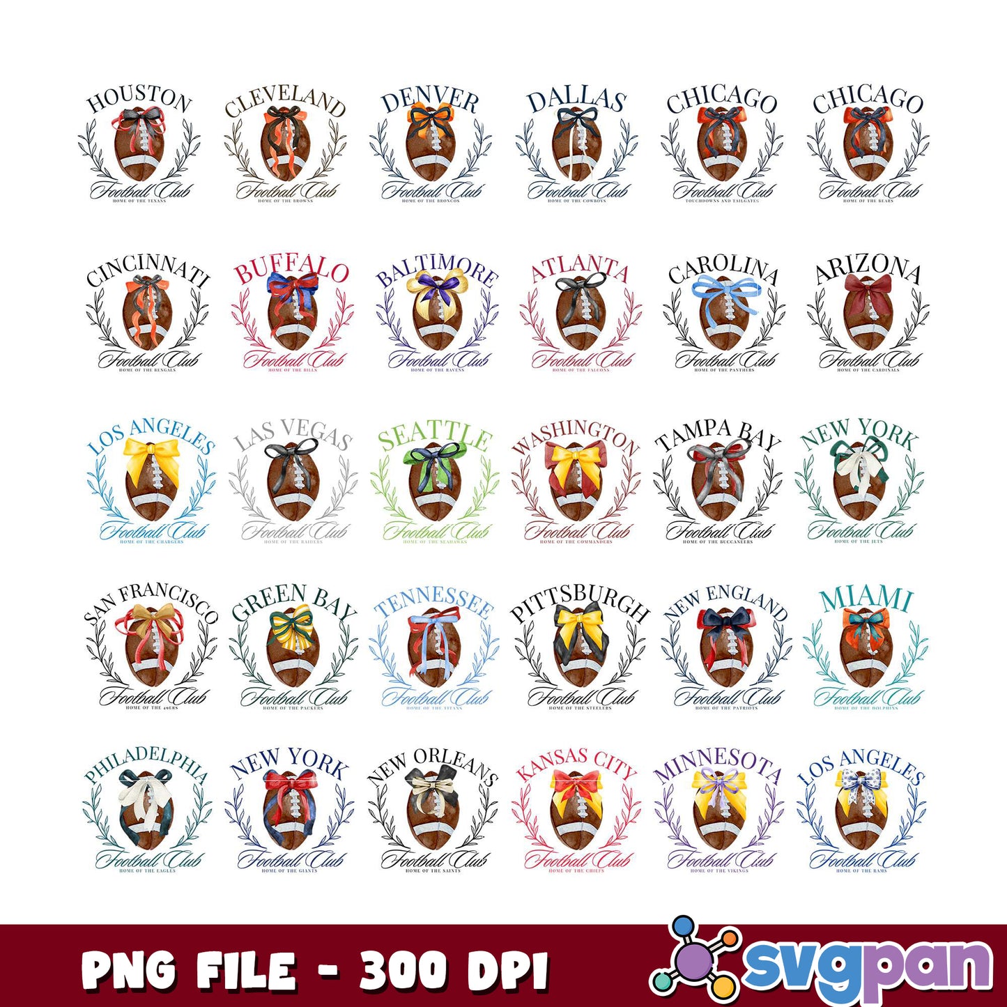 NFL Football Club Logos PNG Bundle