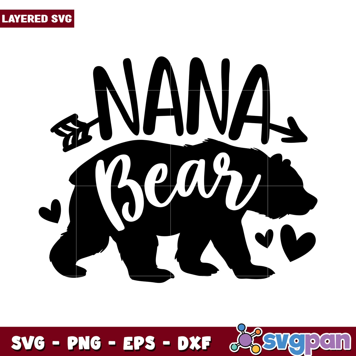 Nana Bear SVG Design for Crafters, Perfect for Family Projects