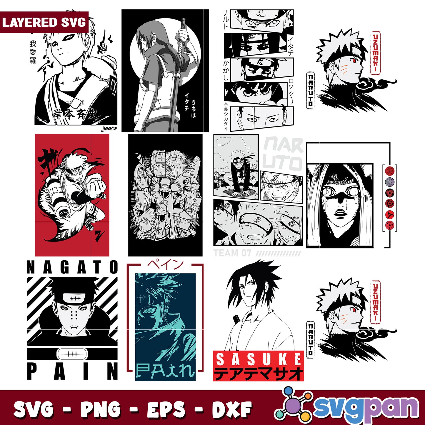 Naruto Character Bundle SVG for Crafting Projects