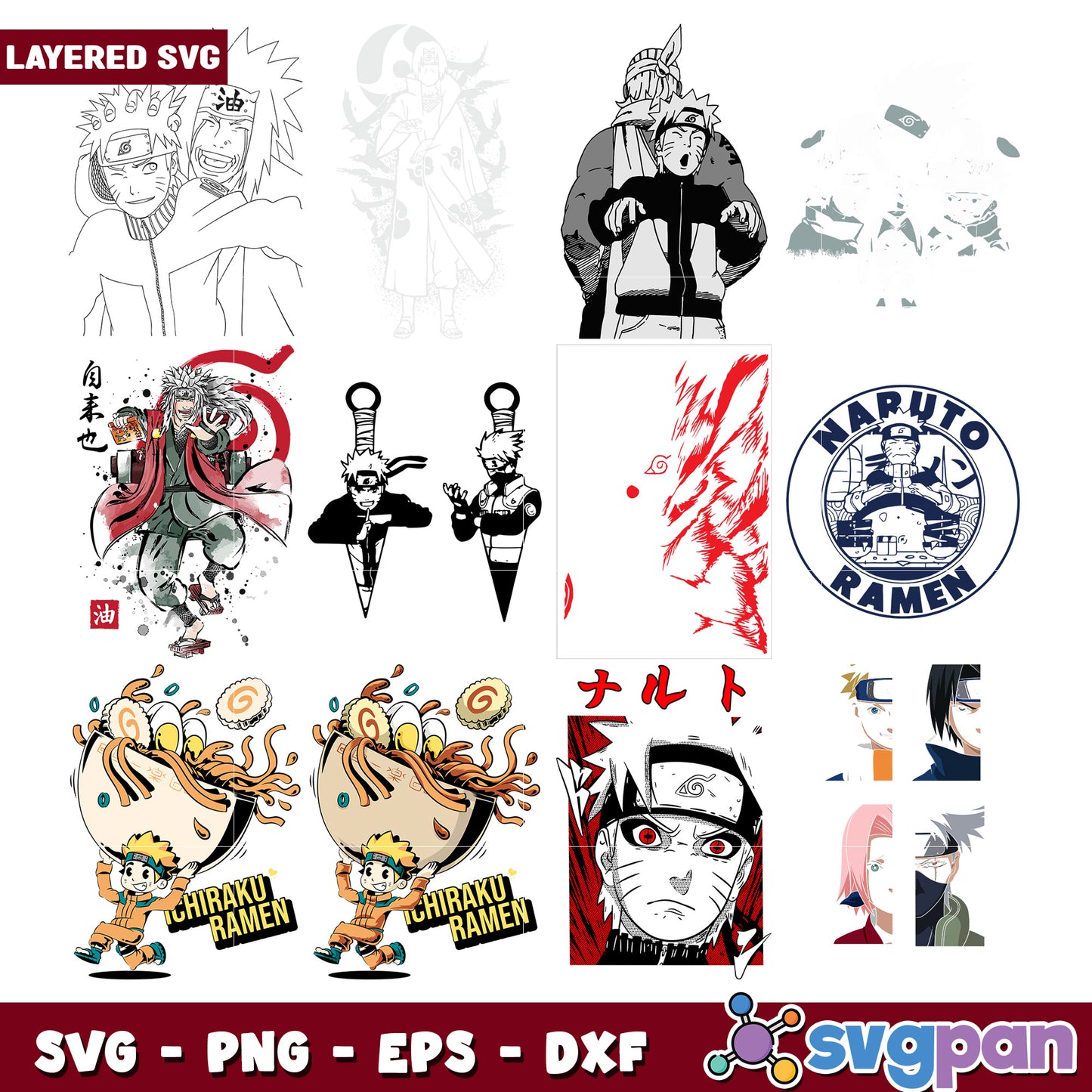 Naruto SVG Bundle Layered Designs & Characters