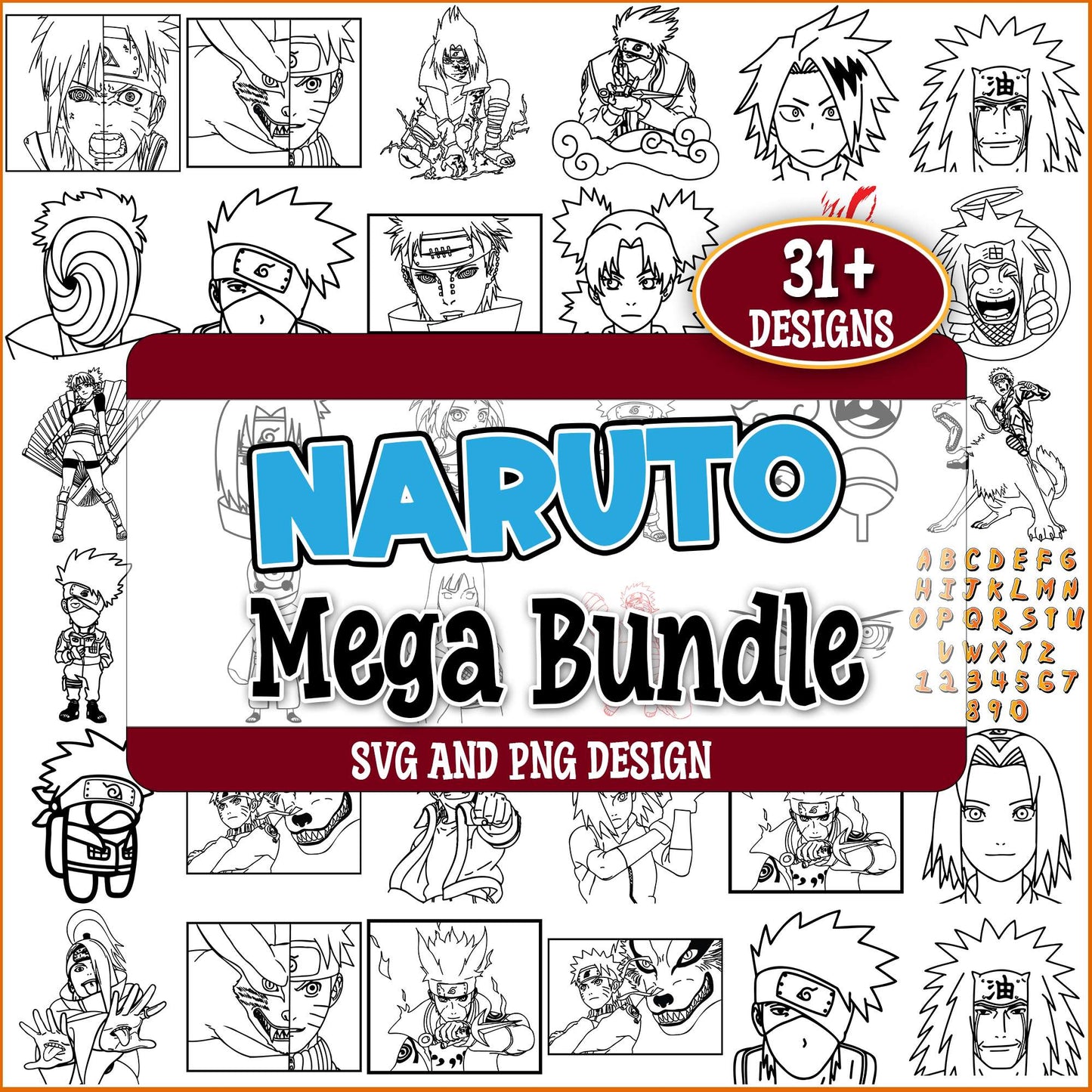 Naruto sketch svg bundle