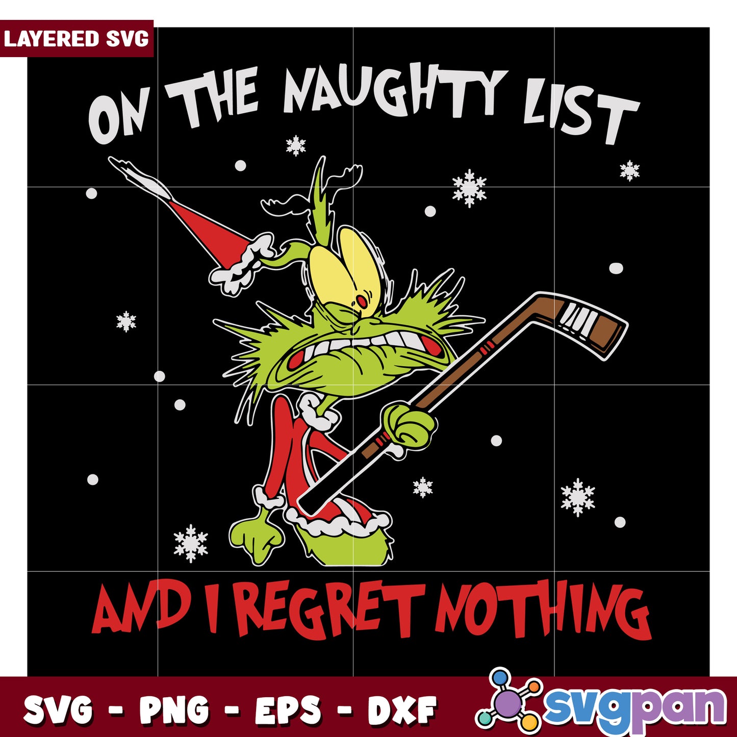 Naughty List Grinch Design, Perfect for Holiday Projects and Crafts