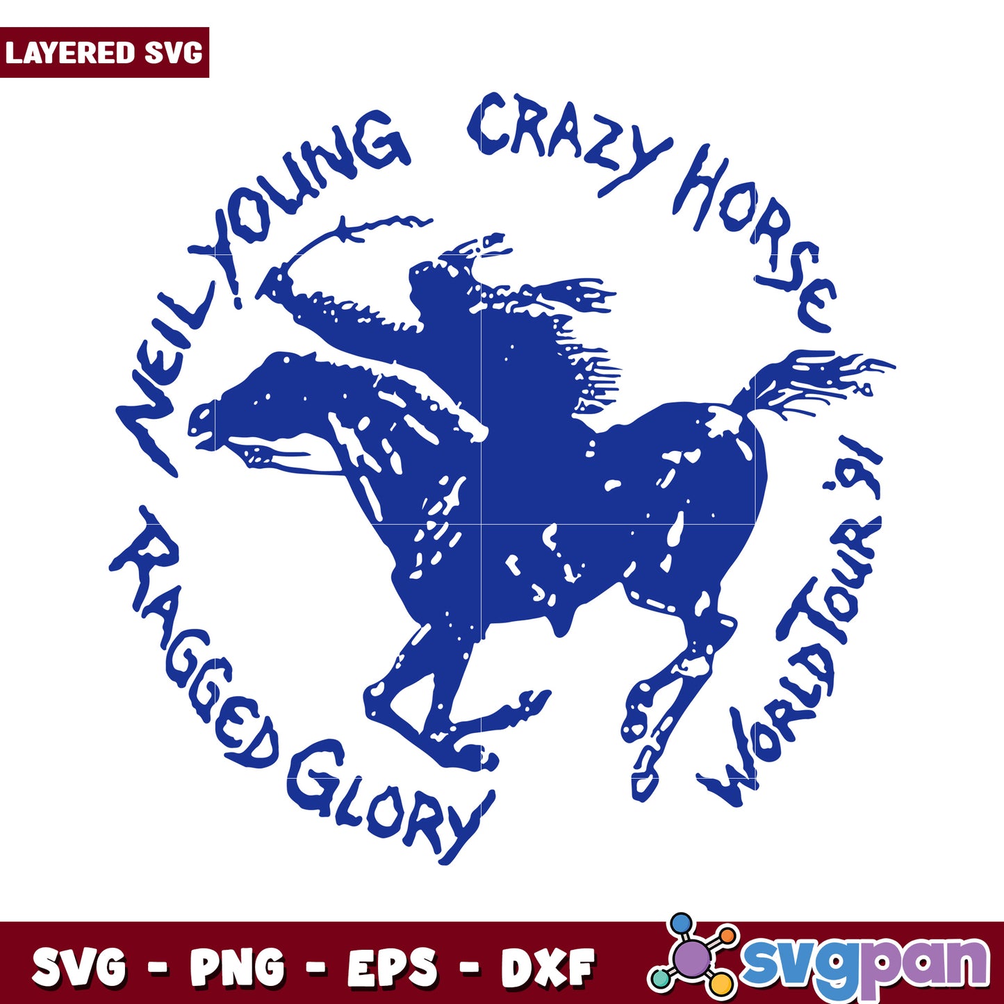 Neil Young Crazy Horse Ragged Glory SVG Design, perfect for crafting