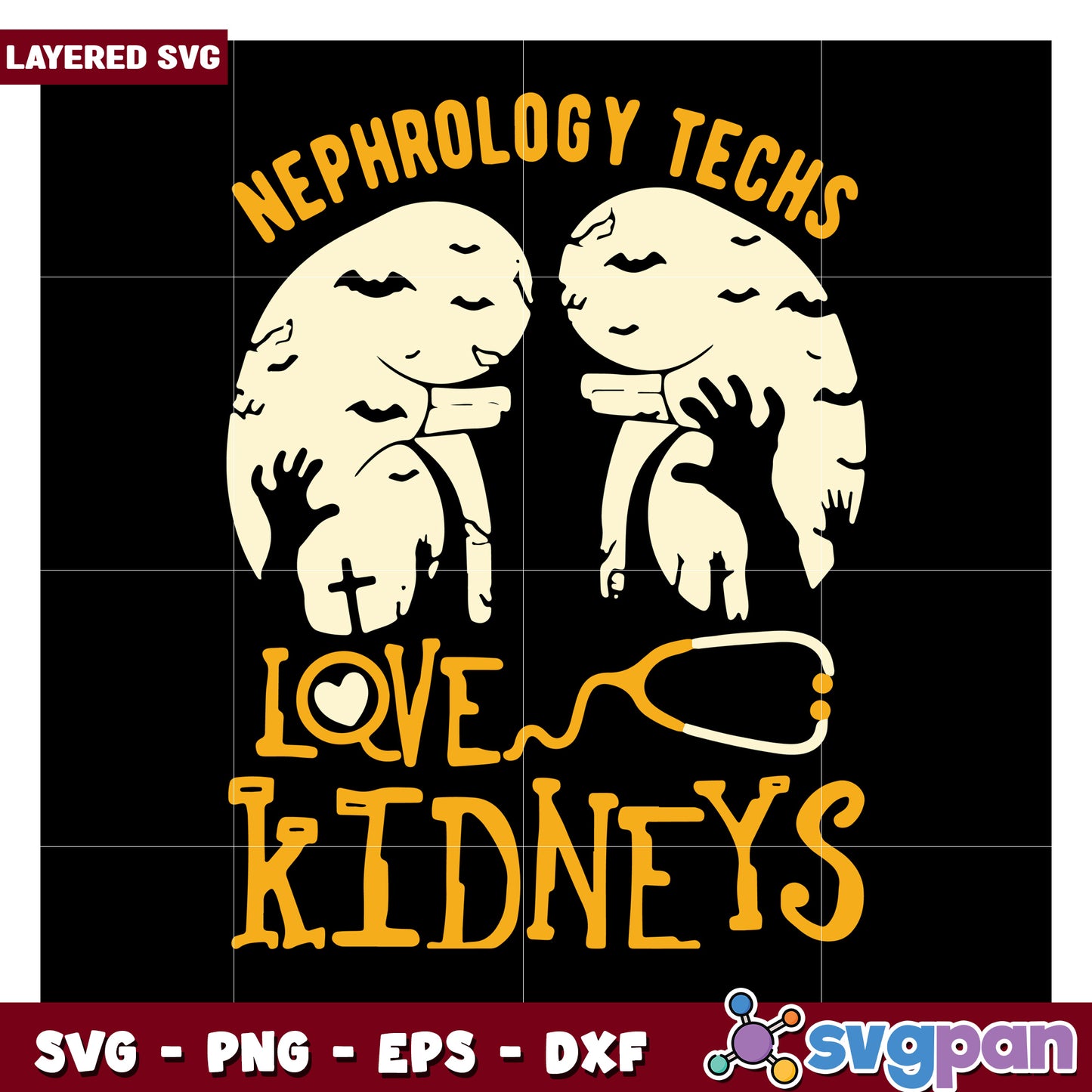 Nephrology Techs Love Kidneys SVG Design for Medical Professionals, Ideal for Gifts and Personal Projects