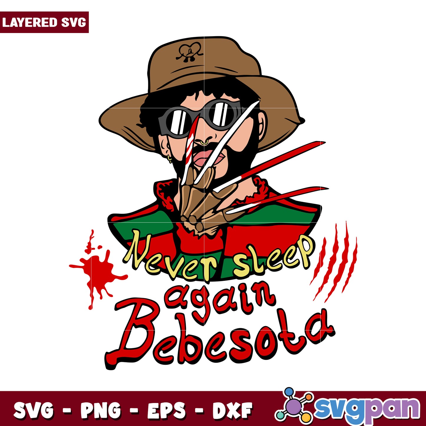 Never Sleep Again Bebesota SVG Design, Perfect for Horror Fans