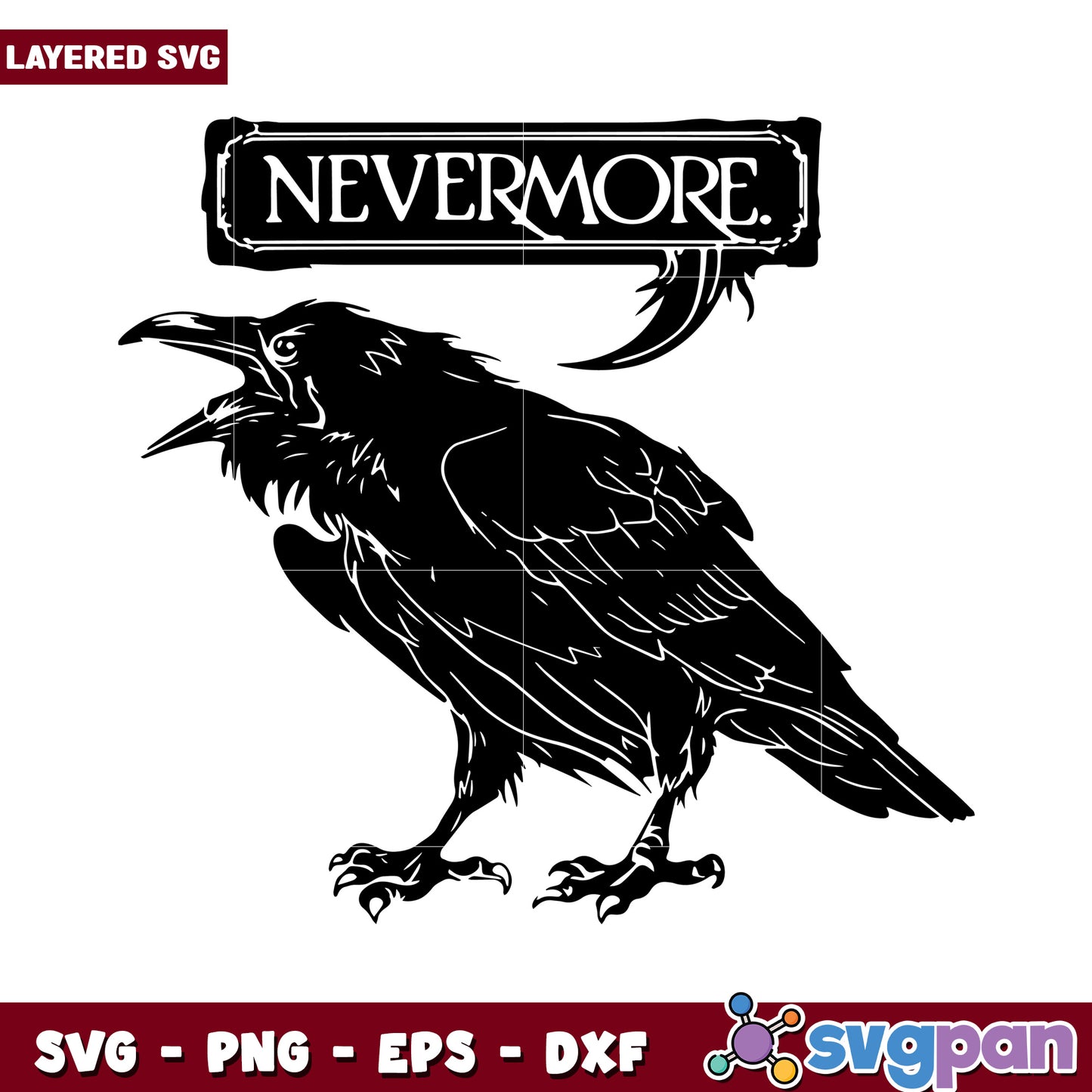 Nevermore Raven SVG Design, Ideal for Craft Projects and More