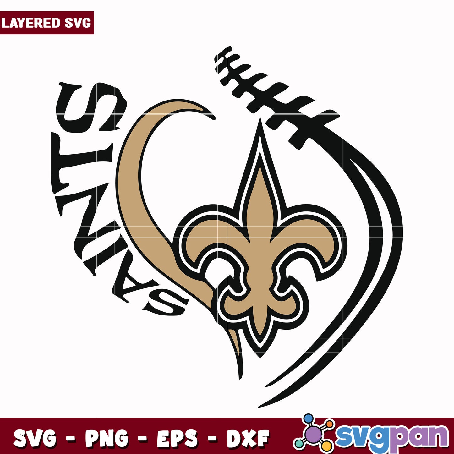 New Orleans Saints heart design svg, super bowl 2025 svg, nfl saints svg