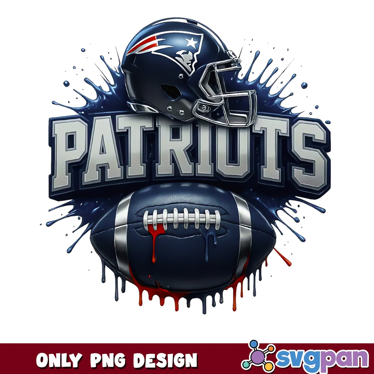 New England Patriots Football Drip PNG, NFL Team PNG, Football PNG
