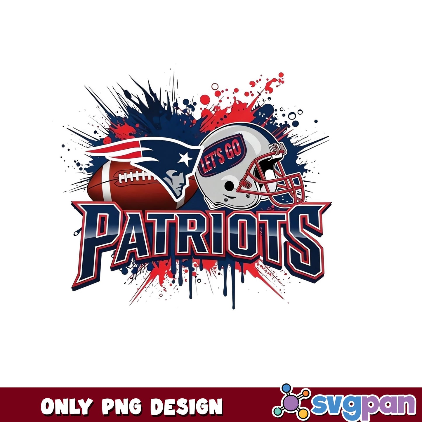New England Patriots Splatter PNG, NFL Football Team PNG, Lets Go Patriots PNG