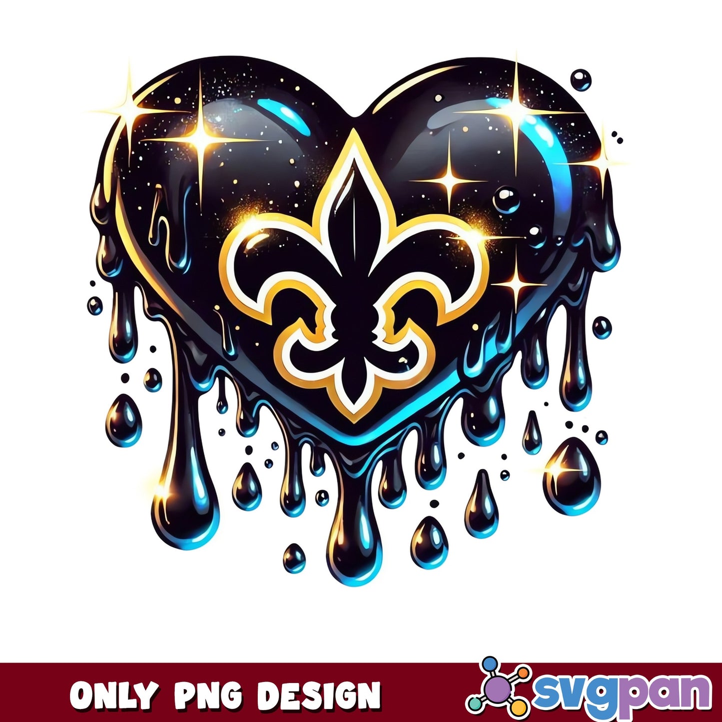 New Orleans Saints Dripping Heart PNG, Saints Logo PNG, NFL PNG