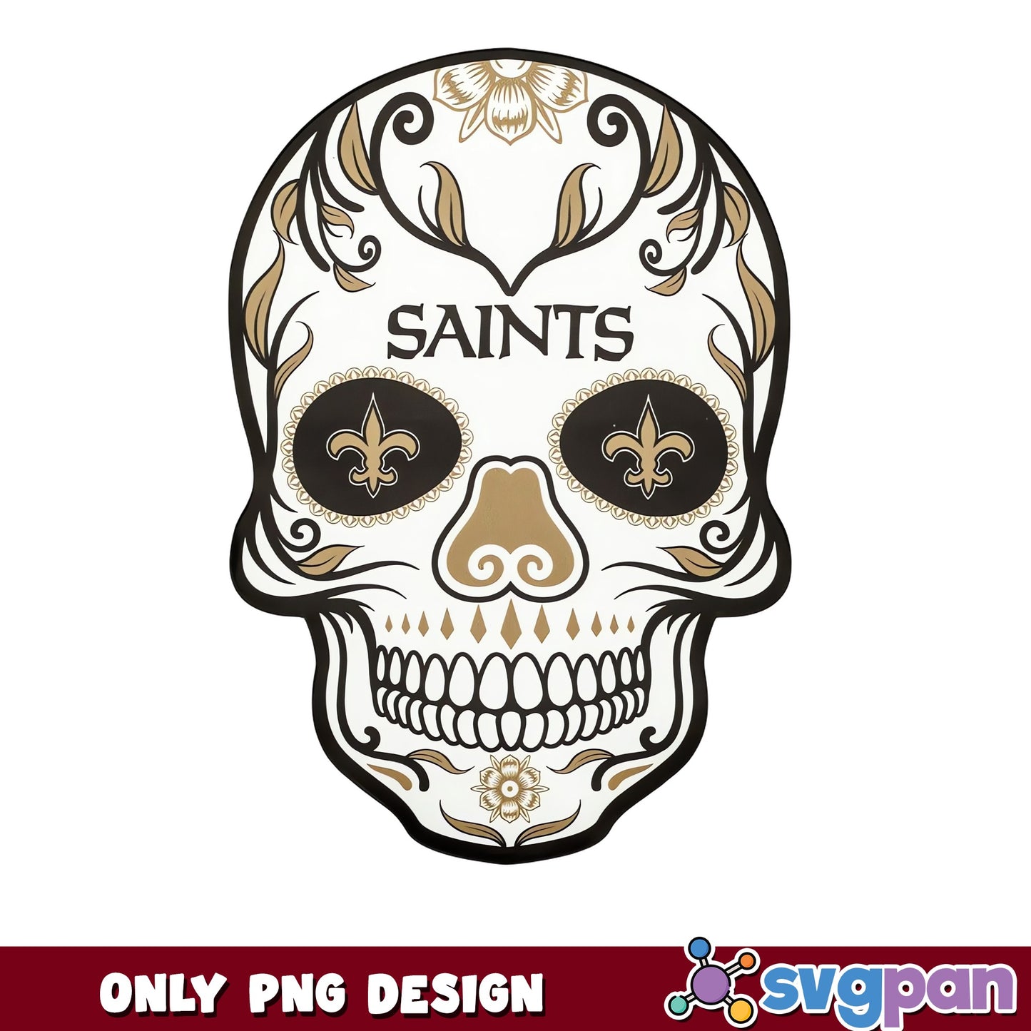 New Orleans Saints Sugar Skull PNG, NFL Football PNG, Halloween PNG