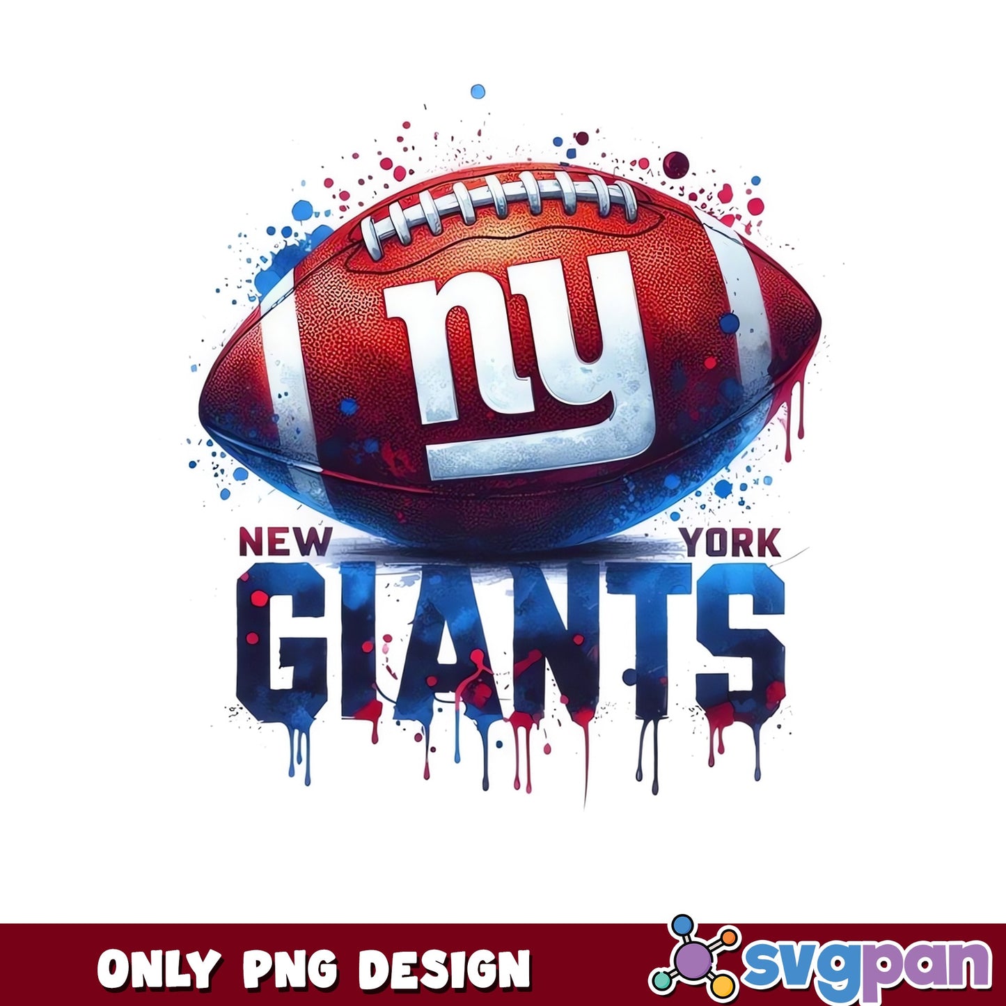 New York Giants Football Watercolor PNG, NY Giants PNG, NFL PNG