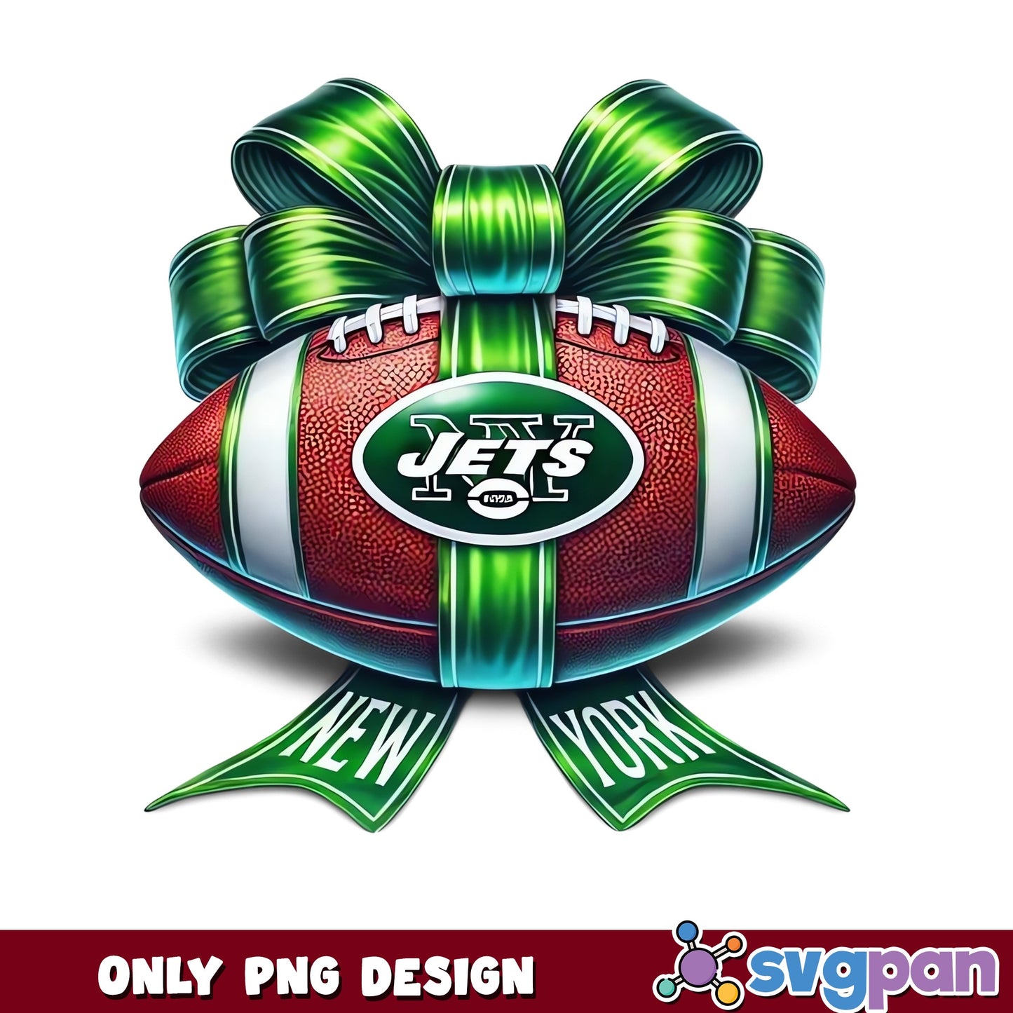 New York Jets Football Bow PNG, Jets NFL PNG, Football PNG