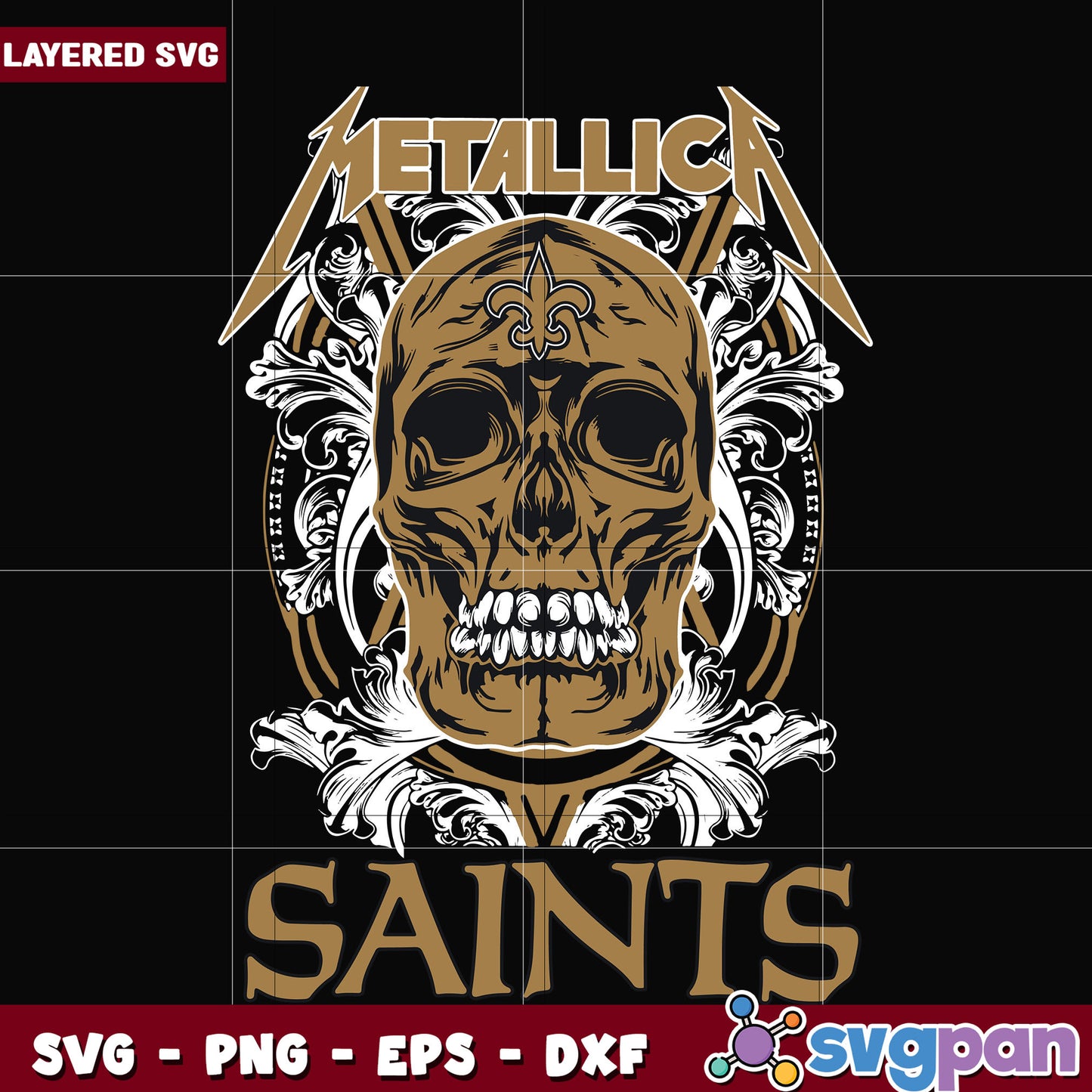 New orleans saints skull metallica svg, ameircan sports svg, nfl teams logo svg