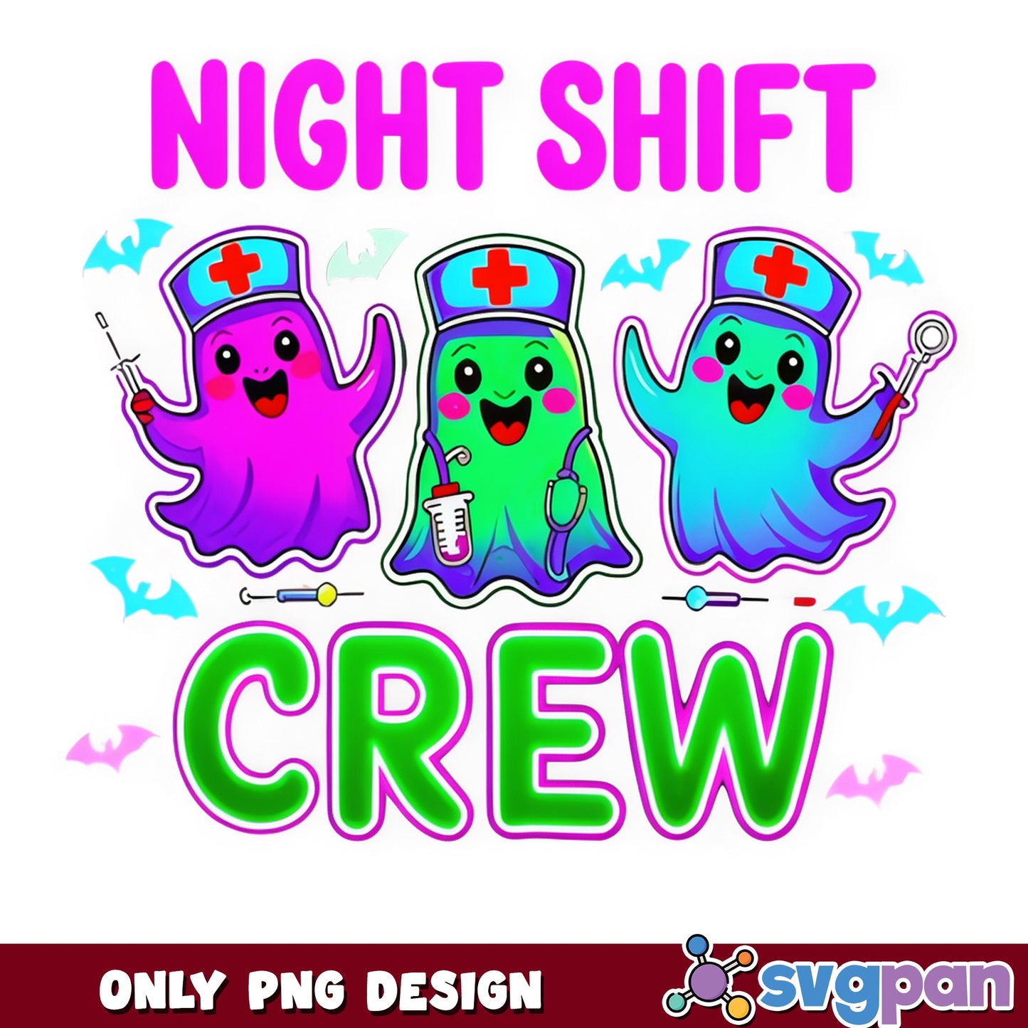 Night Shift Crew Ghost Nurse PNG, Halloween Nurse PNG, Spooky Nurse PNG